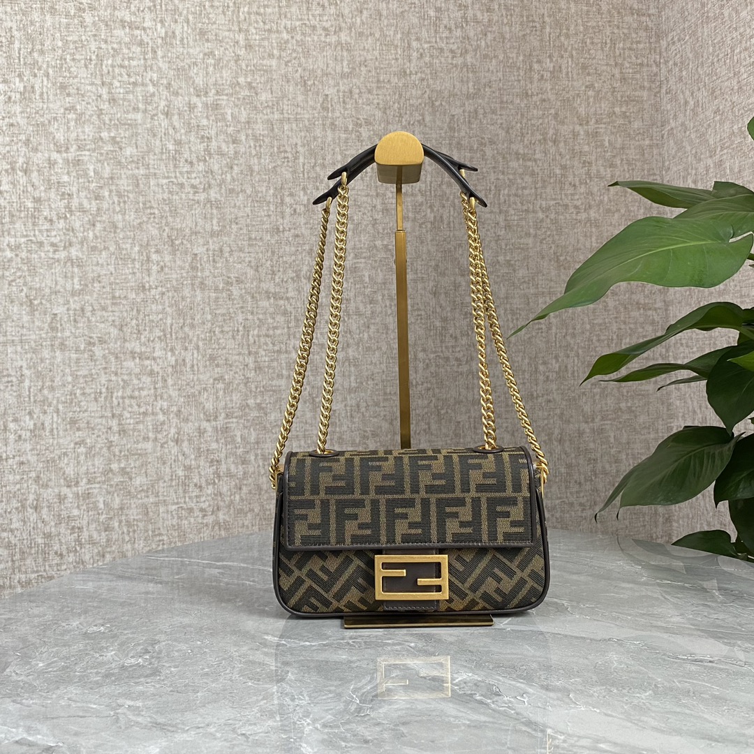 Fendi Medium Baguette Brown Fabric Bag