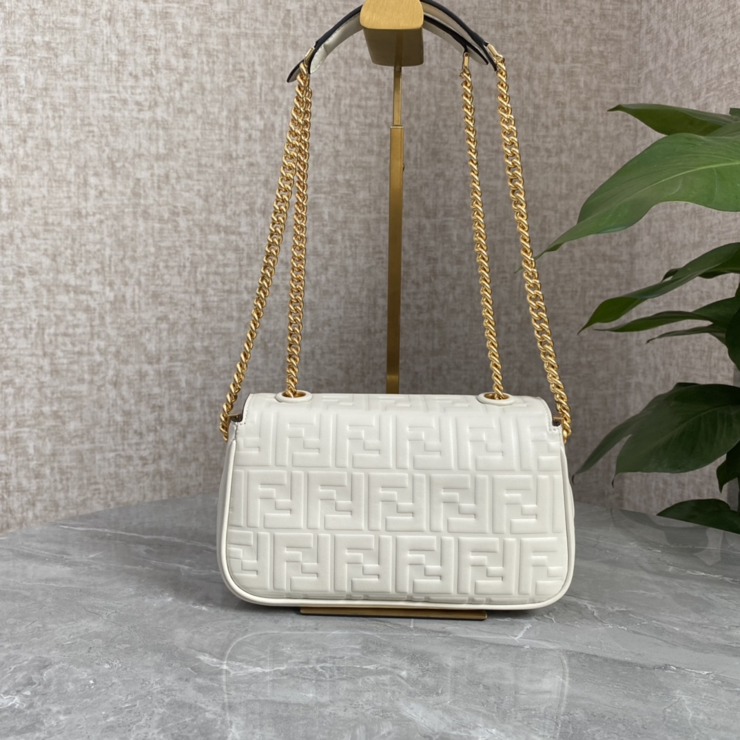 Fendi Medium Baguette Fabric Bag White Leather