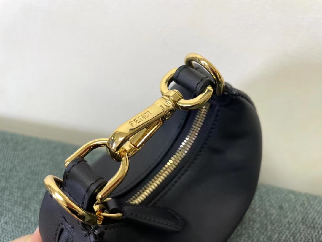 Fendi Mini Nano Fendigraphy Black Leather Charm