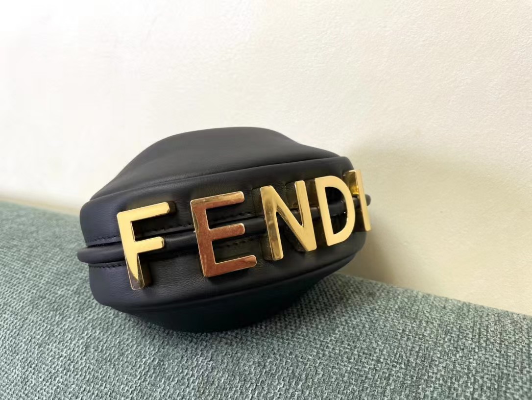 Fendi Mini Nano Fendigraphy Black Leather Charm