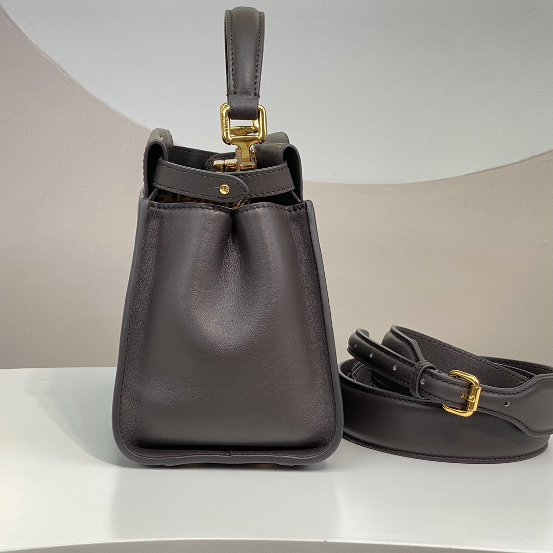 Fendi Mini Peekaboo Dark Brown Leahter Bag