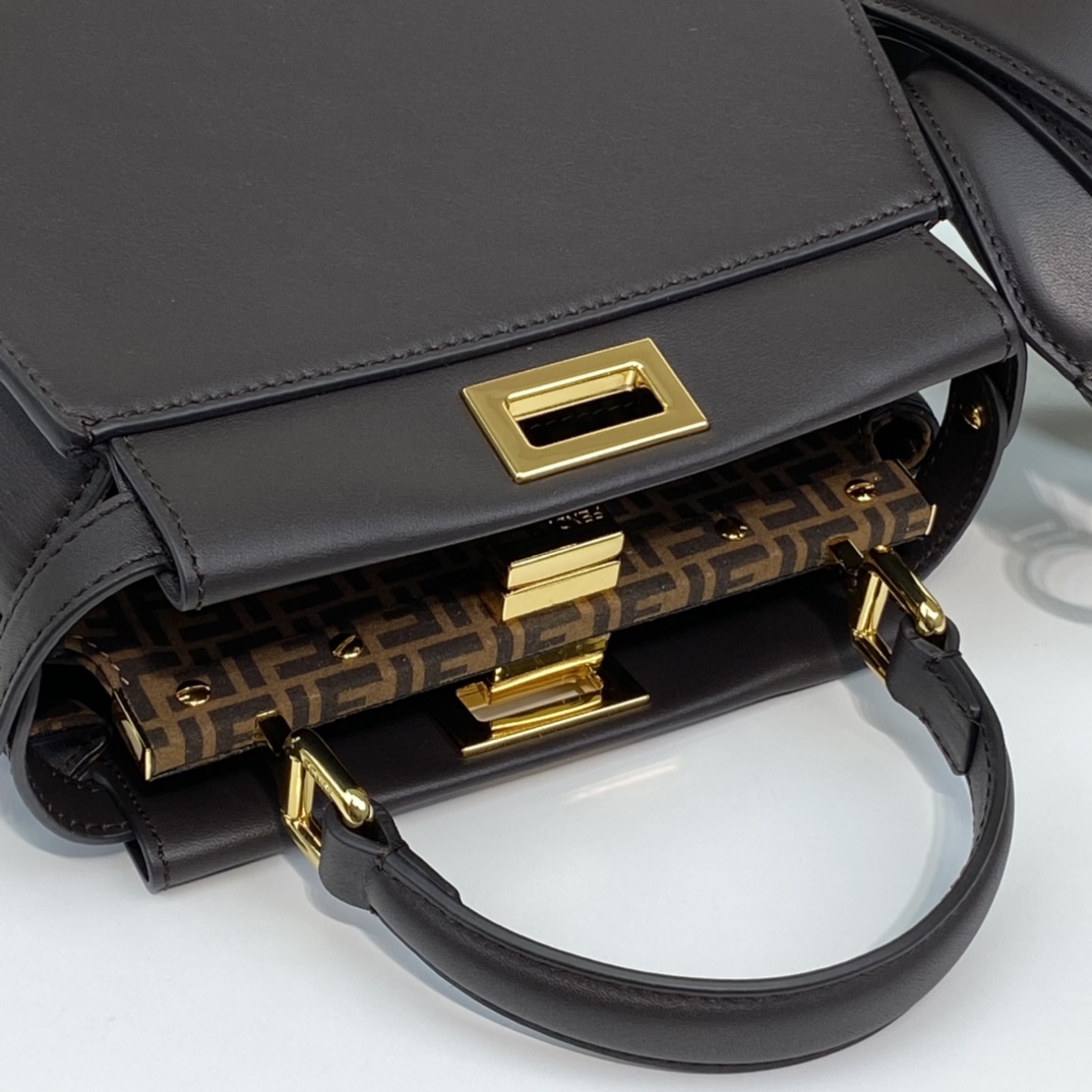 Fendi Mini Peekaboo Dark Brown Leahter Bag