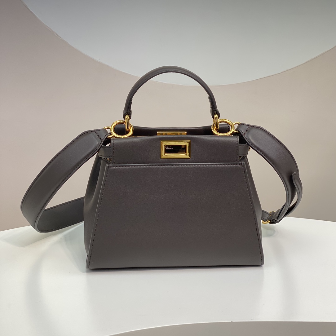 Fendi Mini Peekaboo Dark Brown Leahter Bag