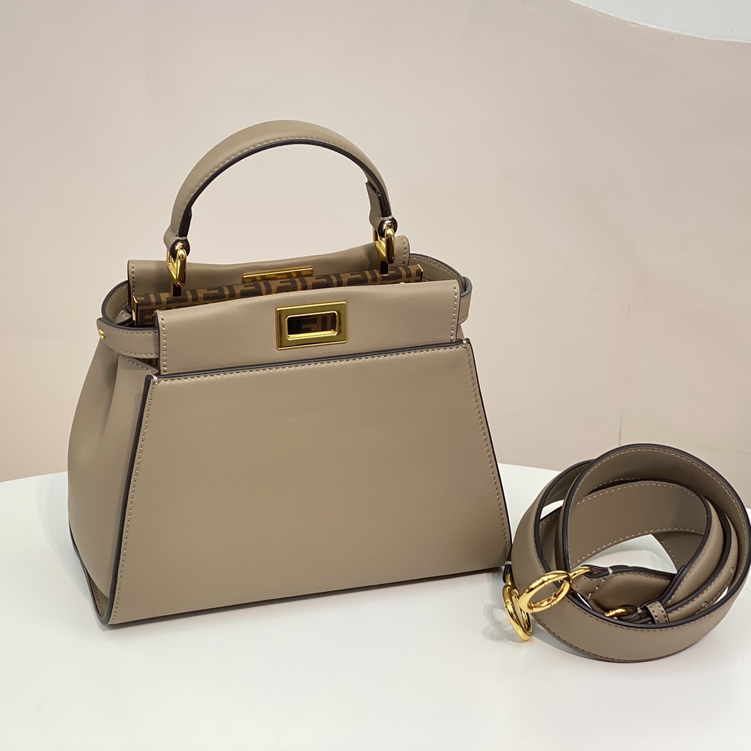 Fendi Mini Peekaboo Light Gray Leahter Bag