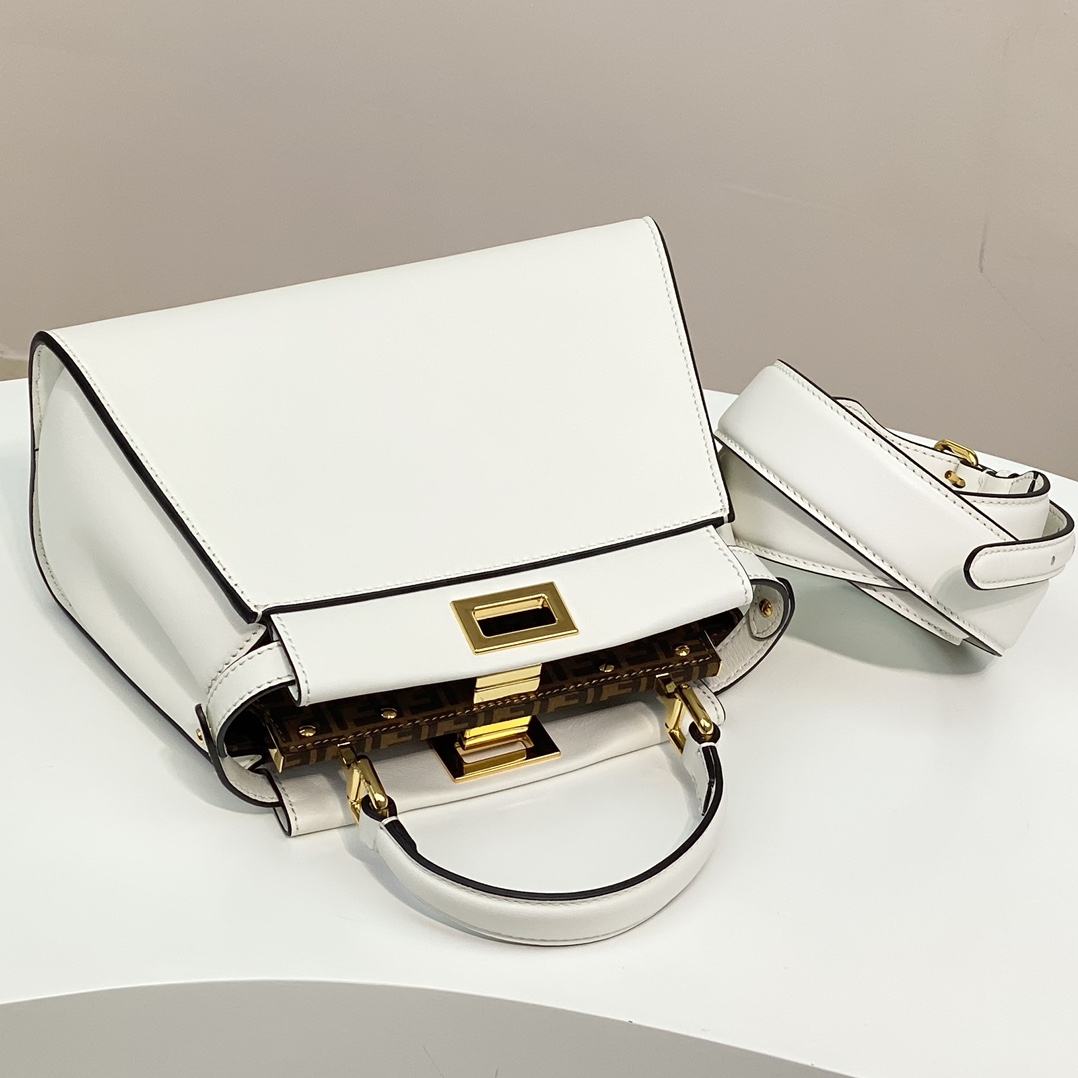 Fendi Mini Peekaboo White Leahter Bag