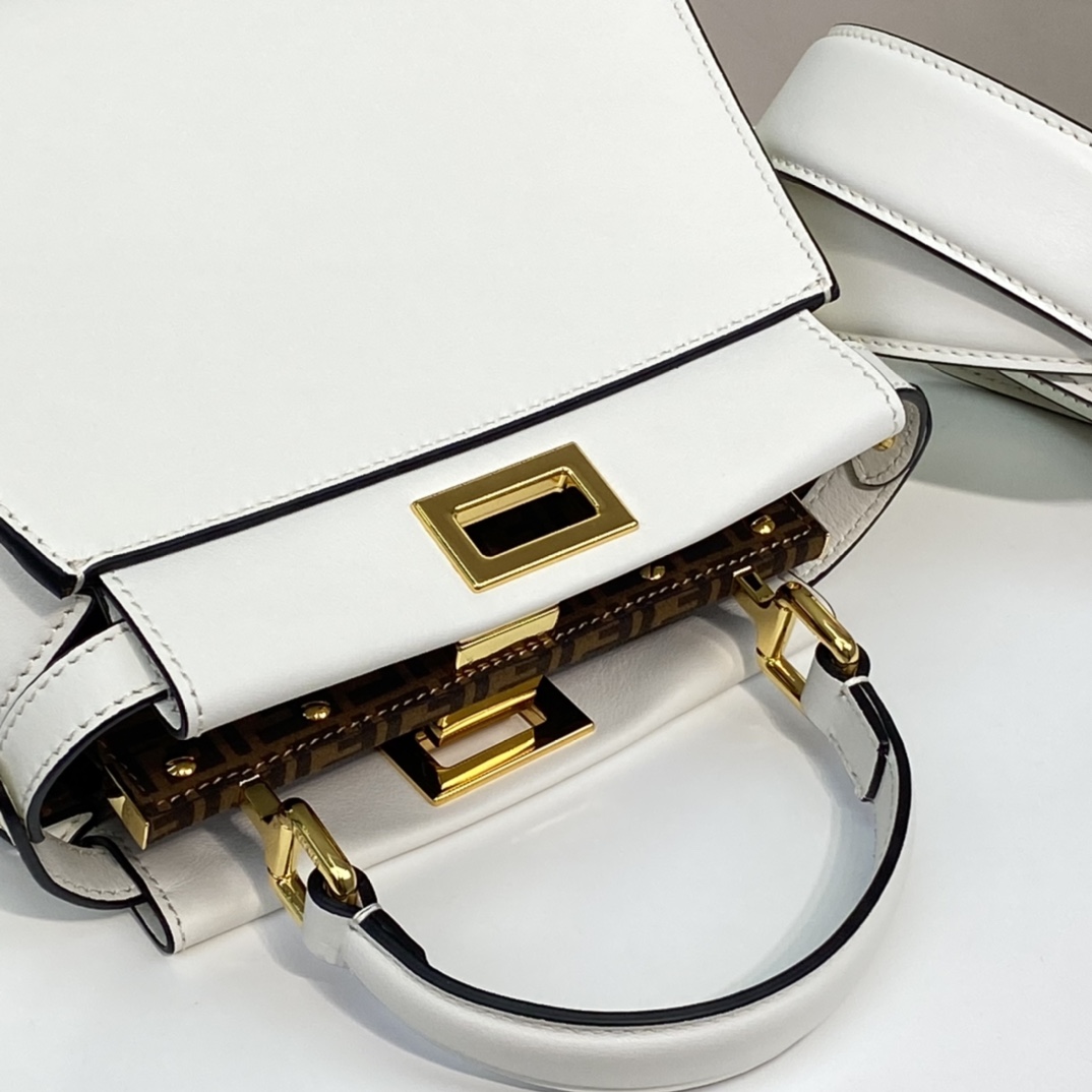 Fendi Mini Peekaboo White Leahter Bag