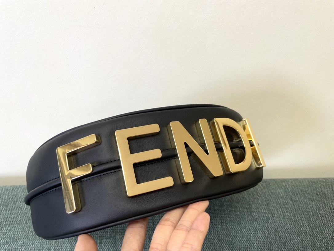 Fendi Nano Fendigraphy Black Leather Charm