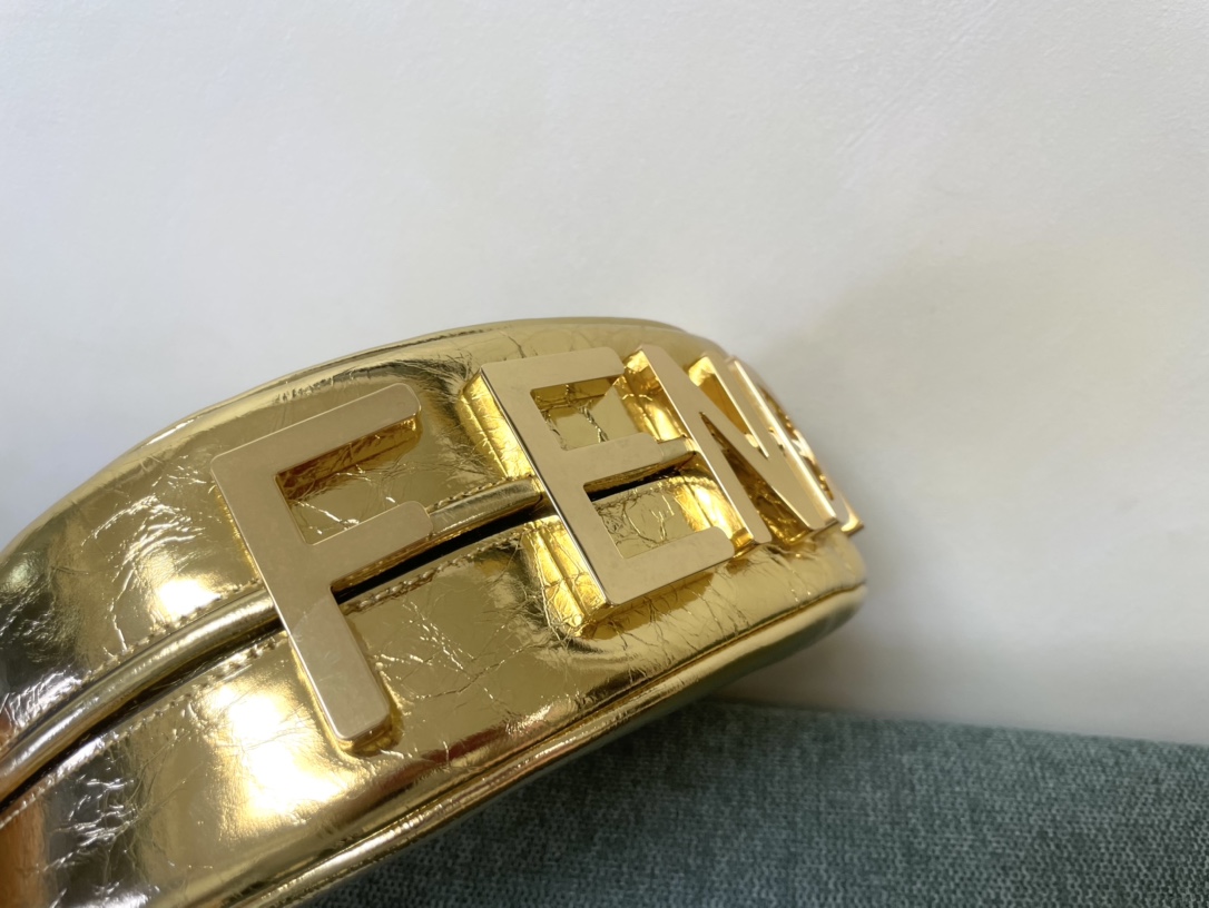 Fendi Nano Fendigraphy Gold Leather Charm