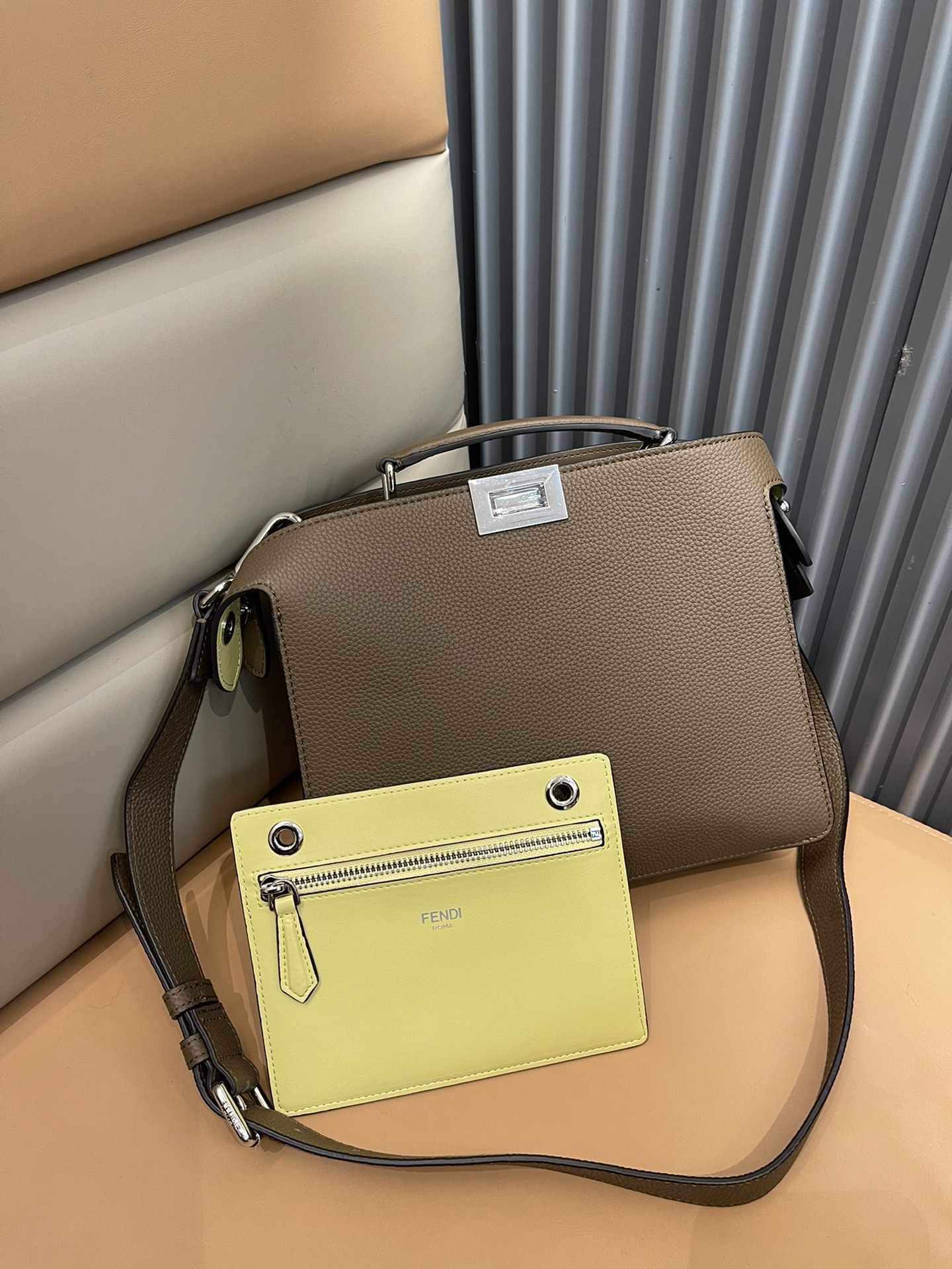 Fendi Peekaboo ISeeU Mini Beige Leather Bag