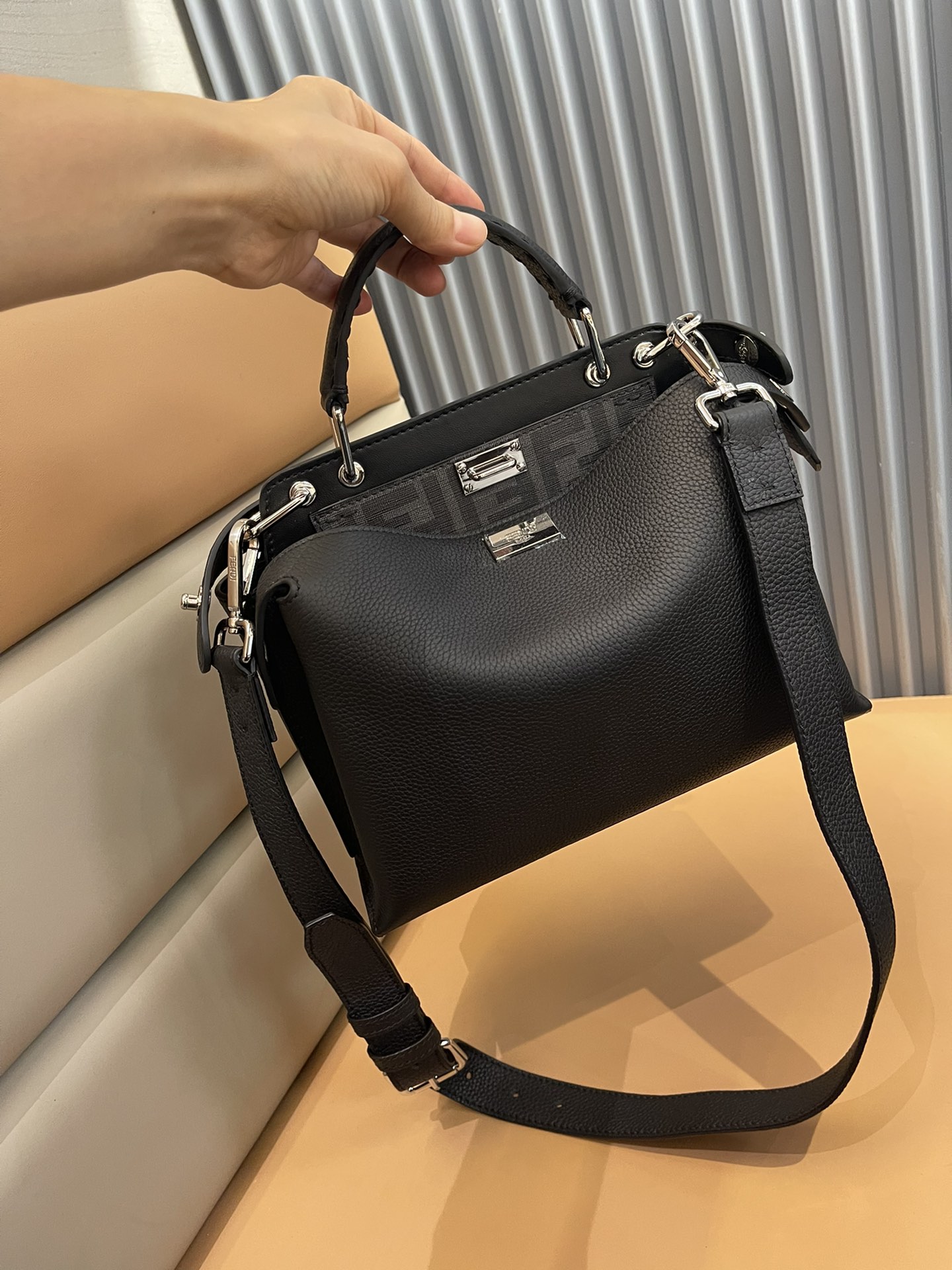 Fendi Peekaboo ISeeU Mini Black Leather Bag