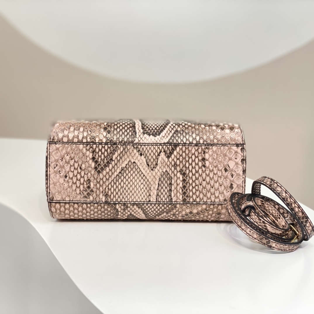 Fendi Peekaboo Mini Handbag Pink Elaphe Leather