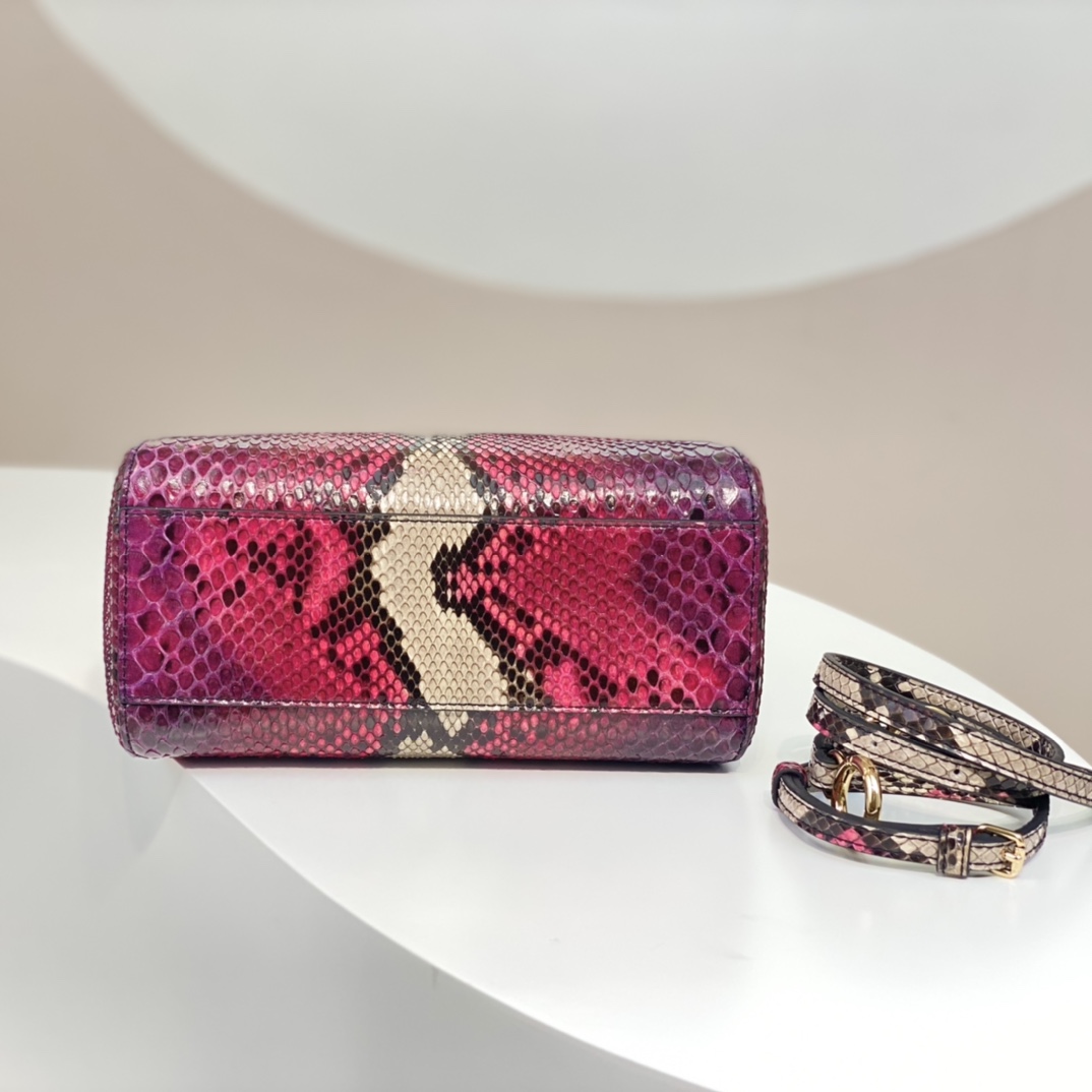 Fendi Peekaboo Mini Handbag Rose Elaphe Leather