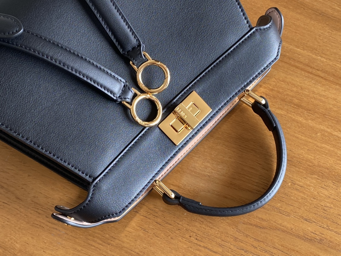 Fendi Peekaboo Soft Medium Black Padded Nappa Leather Bag Black