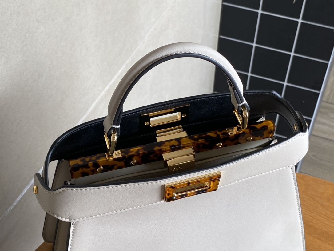 Fendi Peekaboo Soft Medium Black Padded Nappa Leather Bag Grey