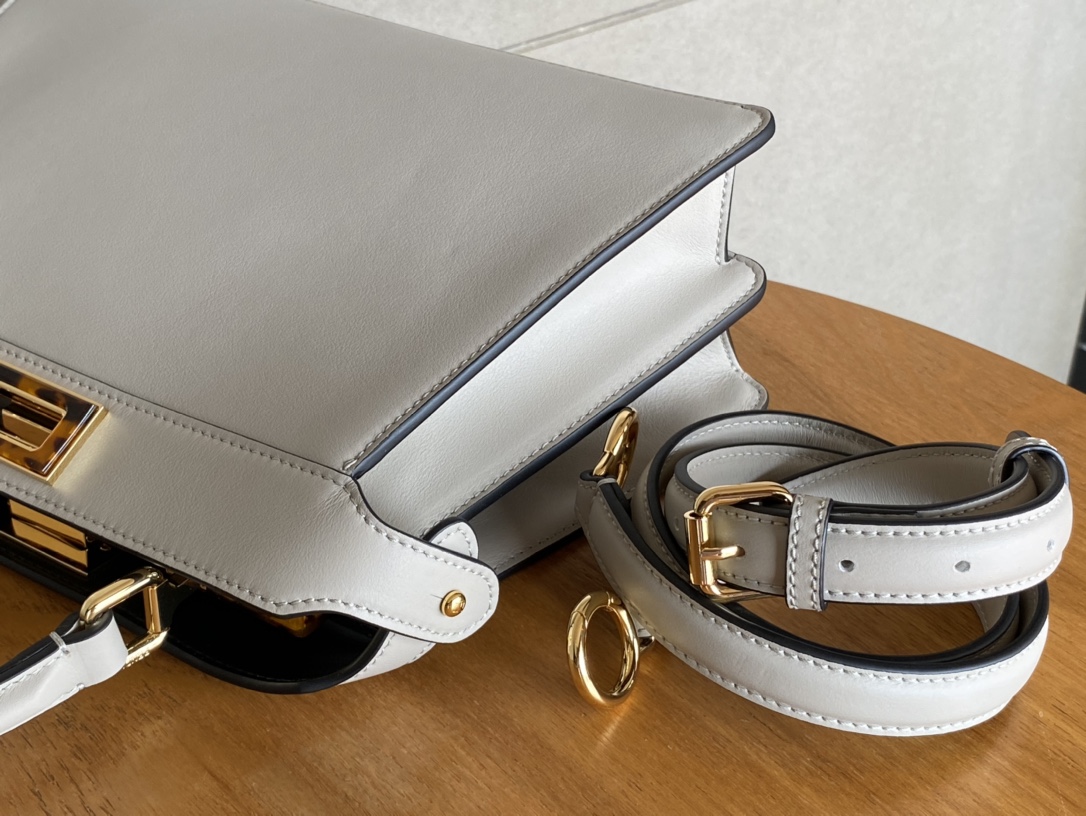 Fendi Peekaboo Soft Medium Black Padded Nappa Leather Bag Grey