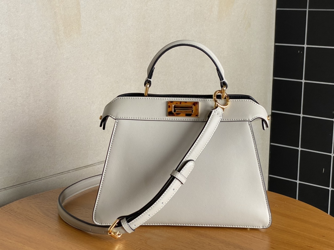 Fendi Peekaboo Soft Medium Black Padded Nappa Leather Bag Grey