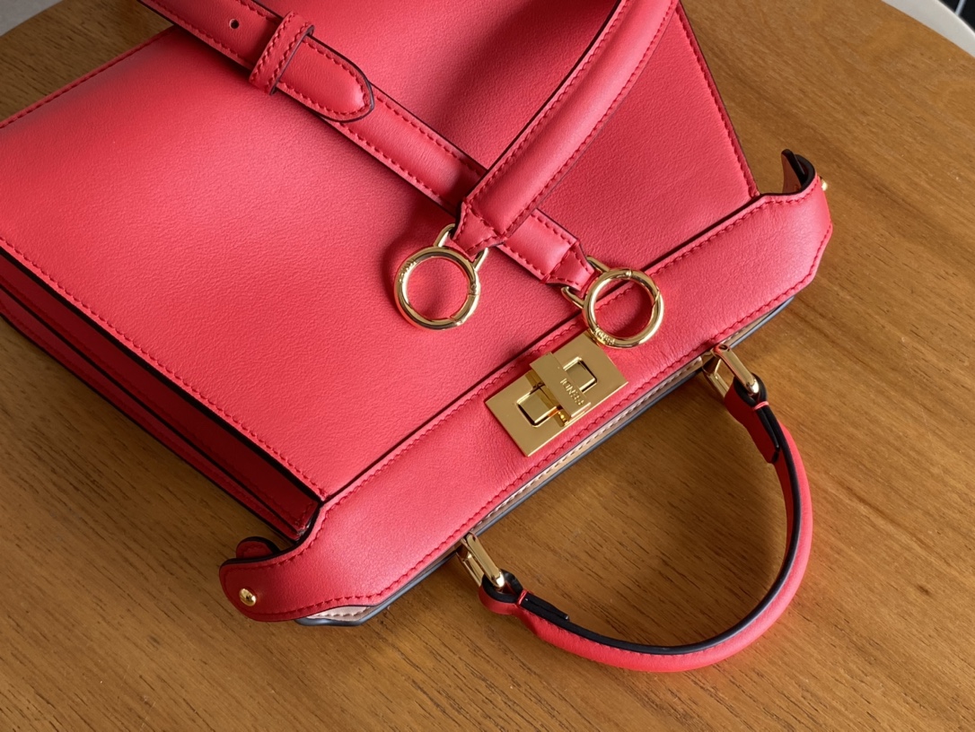 Fendi Peekaboo Soft Medium Black Padded Nappa Leather Bag Rose