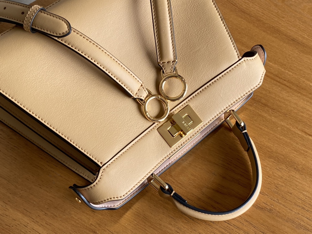 Fendi Peekaboo Soft Medium Black Padded Nappa Leather Bag whitesmoke