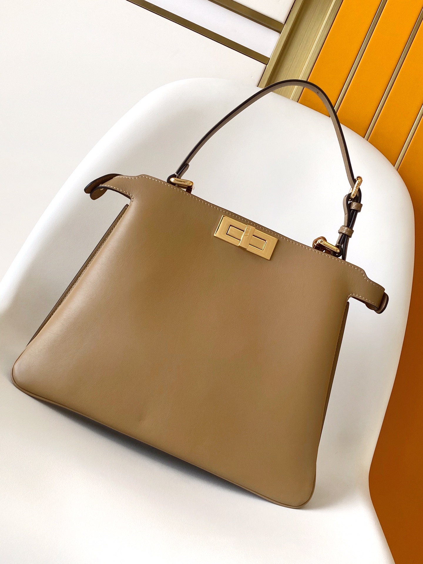 Fendi Peekaboo Soft Medium Leather Bag in Cappuccino-colored