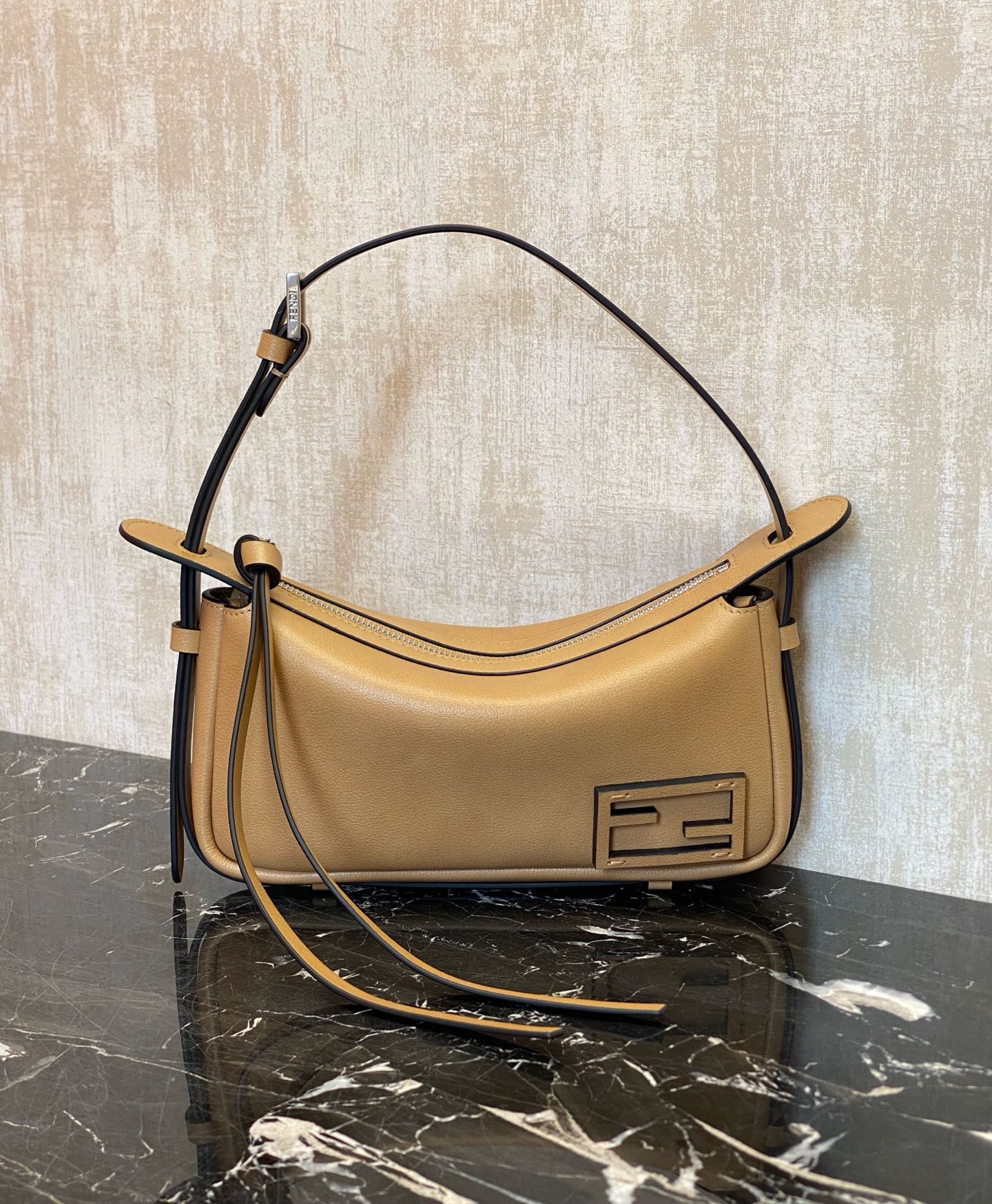 Fendi Simply Small Handbag Beige Leather