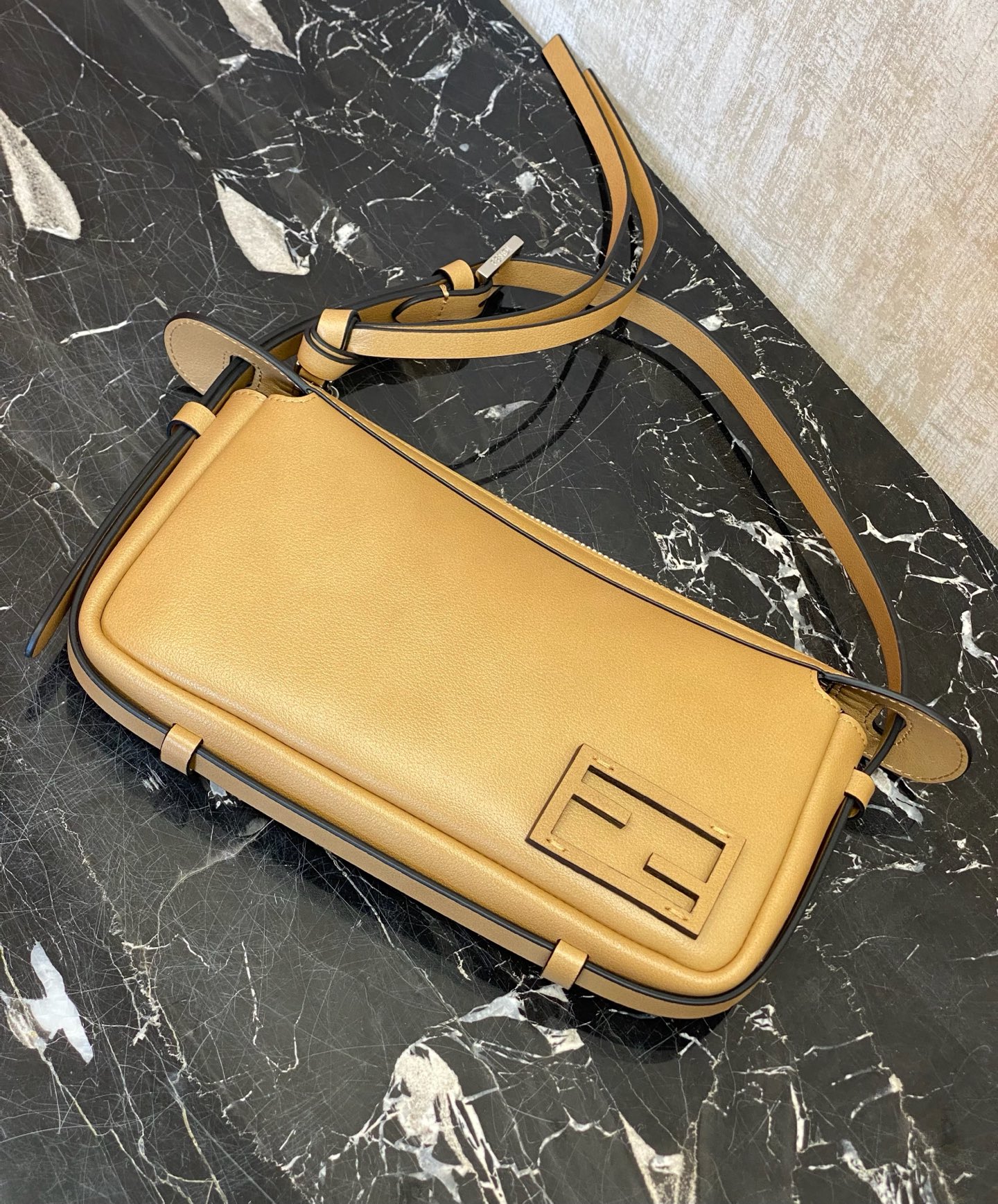 Fendi Simply Small Handbag Beige Leather