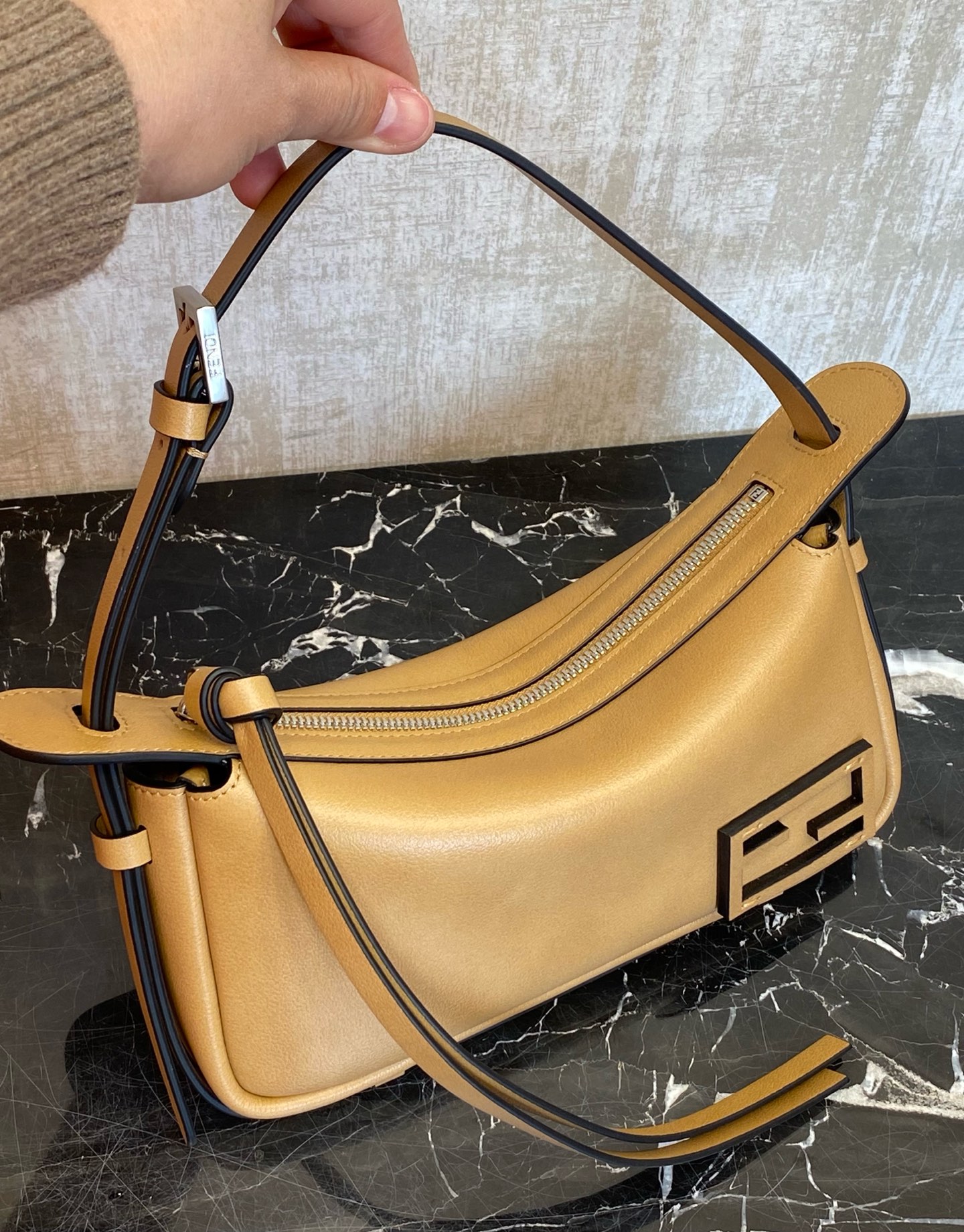 Fendi Simply Small Handbag Beige Leather