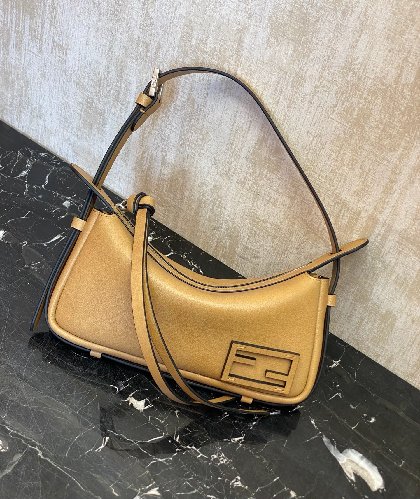 Fendi Simply Small Handbag Beige Leather