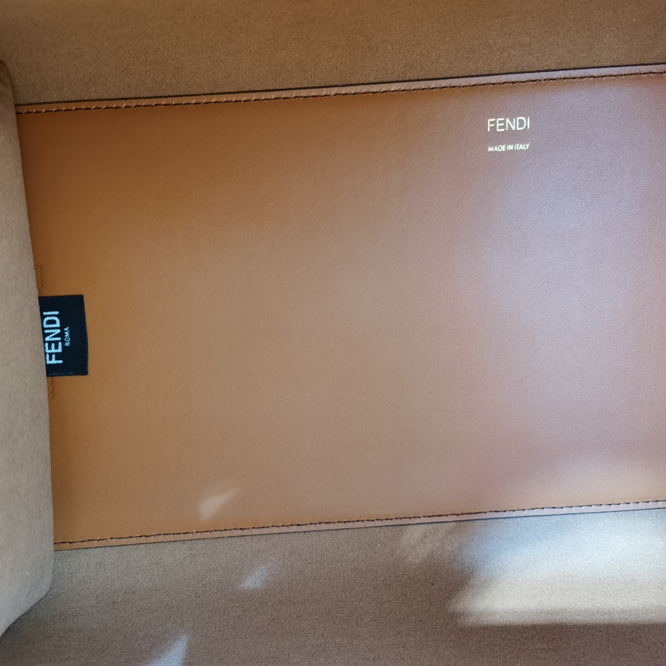 Fendi Sunshine Brown White Leather Shopper