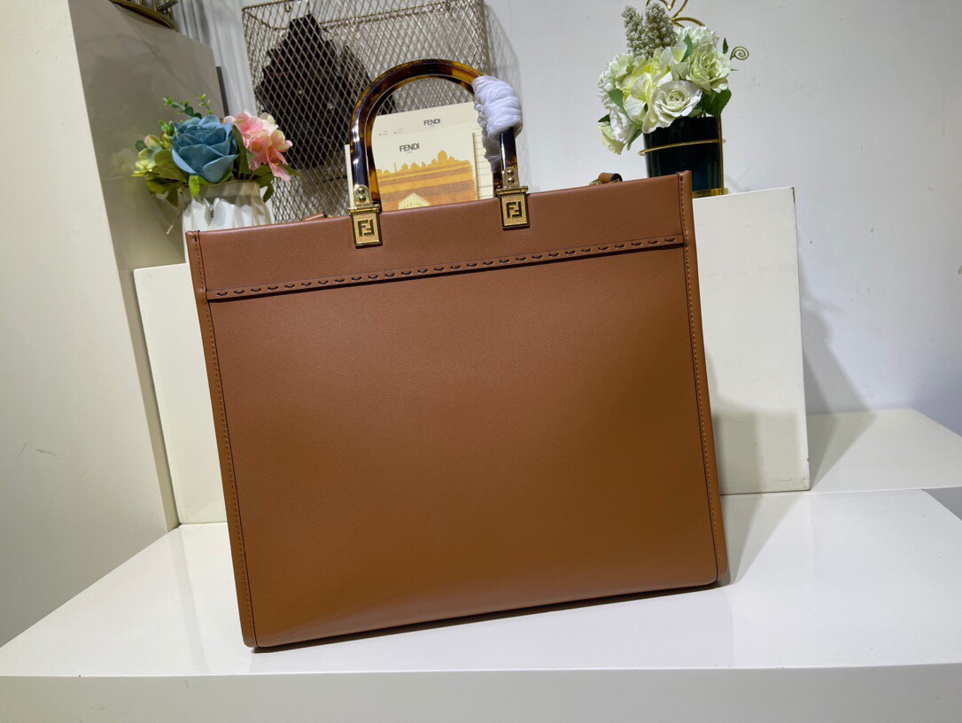 Fendi Sunshine Medium Brown Leather Shopper