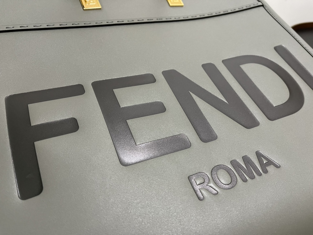 Fendi Sunshine Medium Gray Leather Shopper