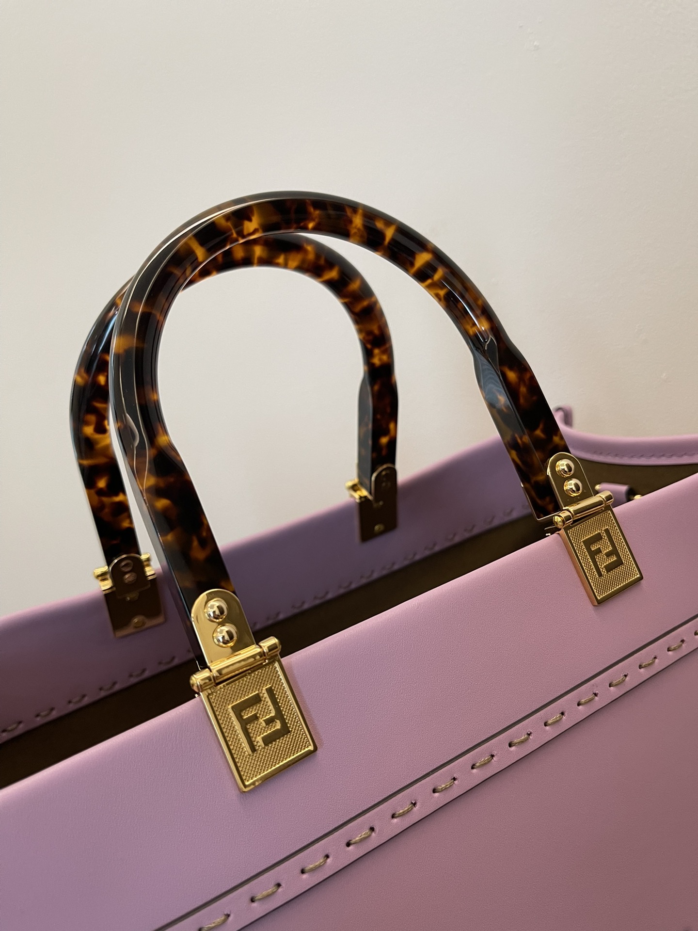 Fendi Sunshine Medium Purple Leather Shopper