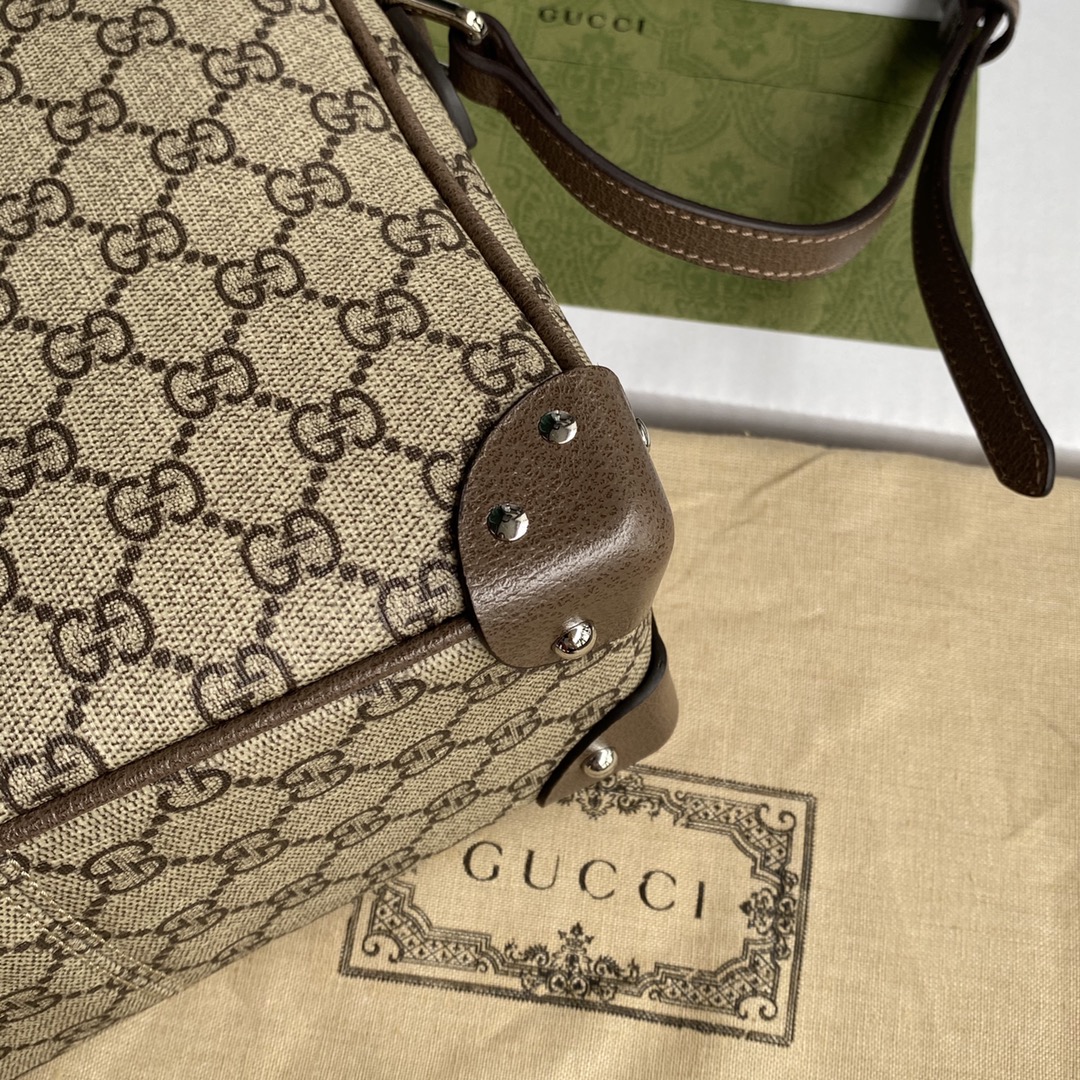 GUCCI Leather Detail Shoulder Bag Beige Ebony 626363