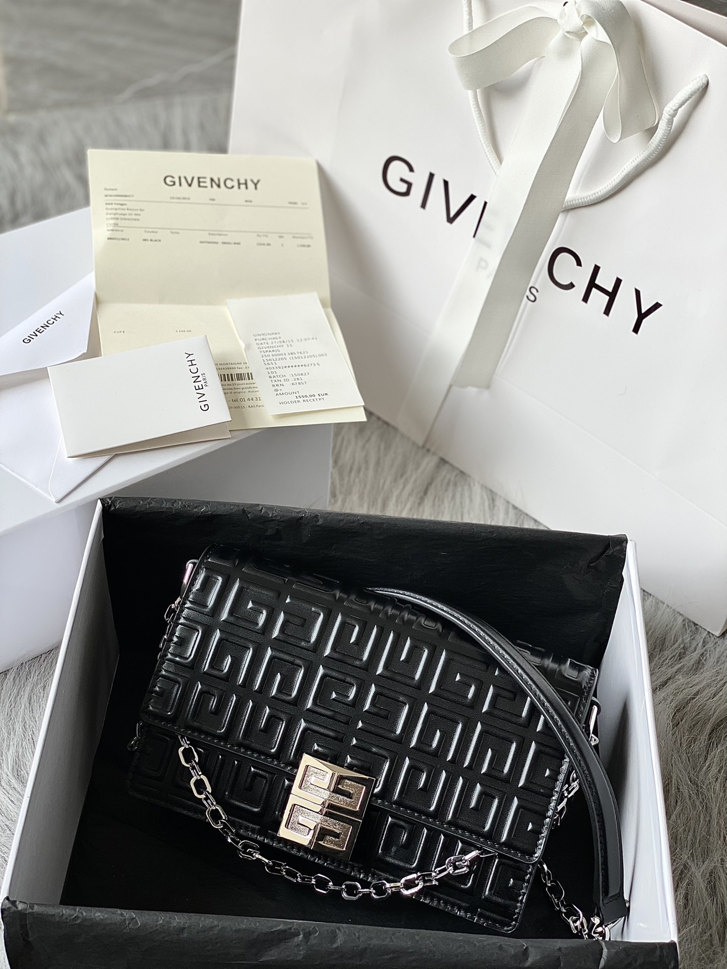 Givenchy Small 4G Bag in Box Leather With Chain Black With Full Logo