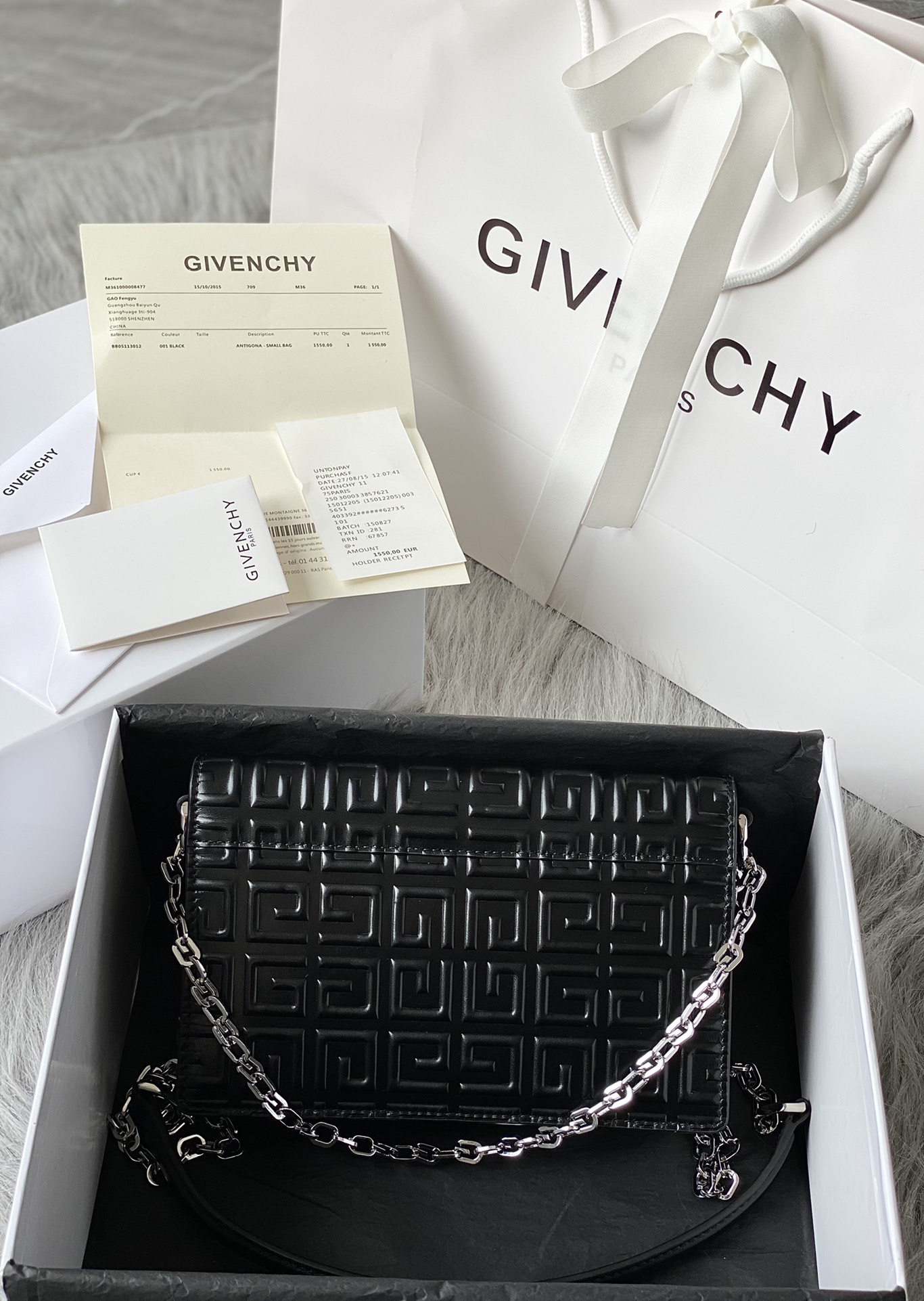 Givenchy Small 4G Bag in Box Leather With Chain Black With Full Logo