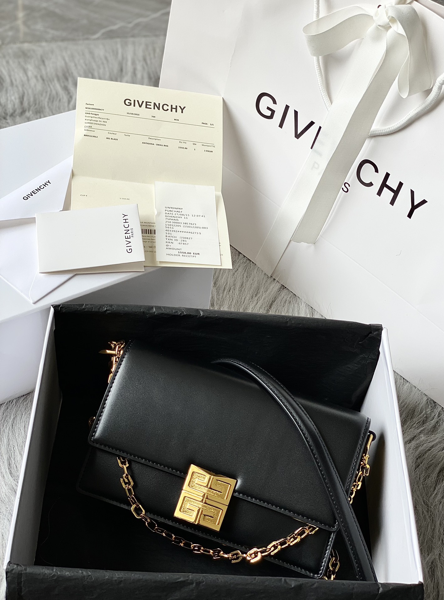 Givenchy Small 4G Bag in Box Leather With Chain Black With Gold