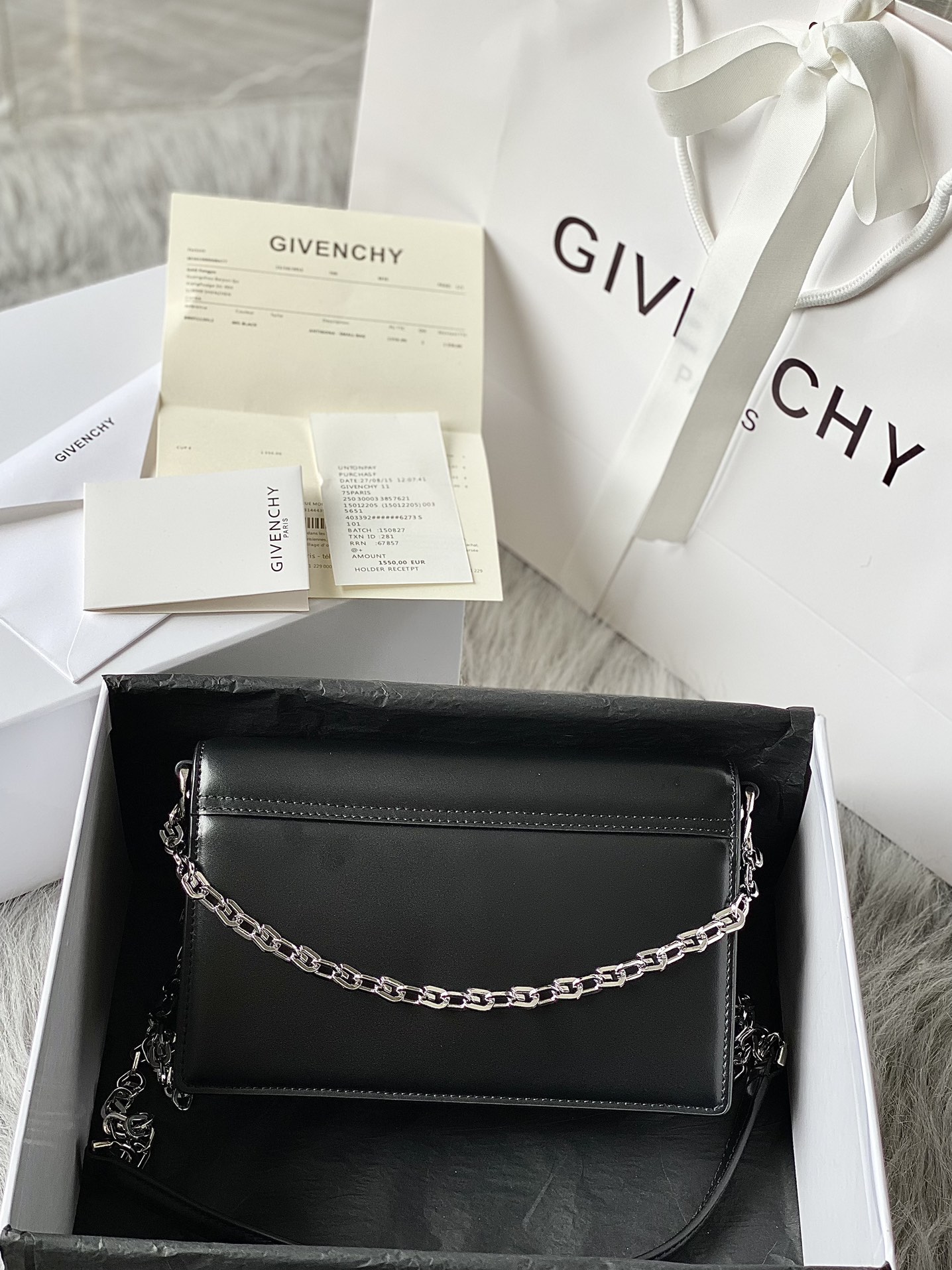 Givenchy Small 4G Bag in Box Leather With Chain Black With Silver