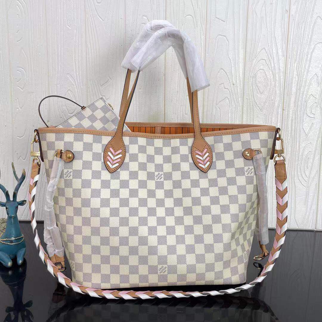 Good Price Louis Vuitton Neverfull MM Damier Azur Canvas Shoulder Bags N50047 For Womens Replica