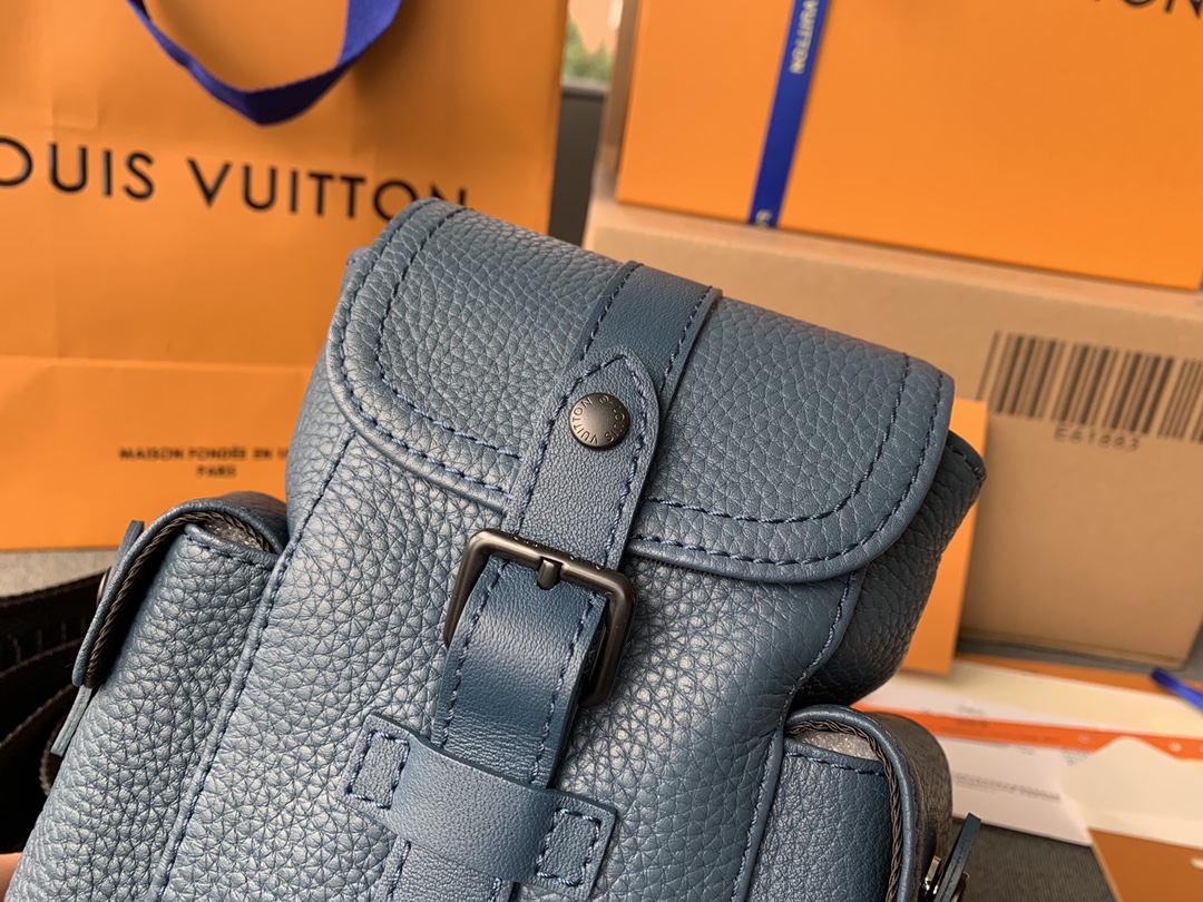 Good Reviews Louis Vuittion M58493 CHRISTOPHER XS Backpack Navy Blue Taurillon Leather