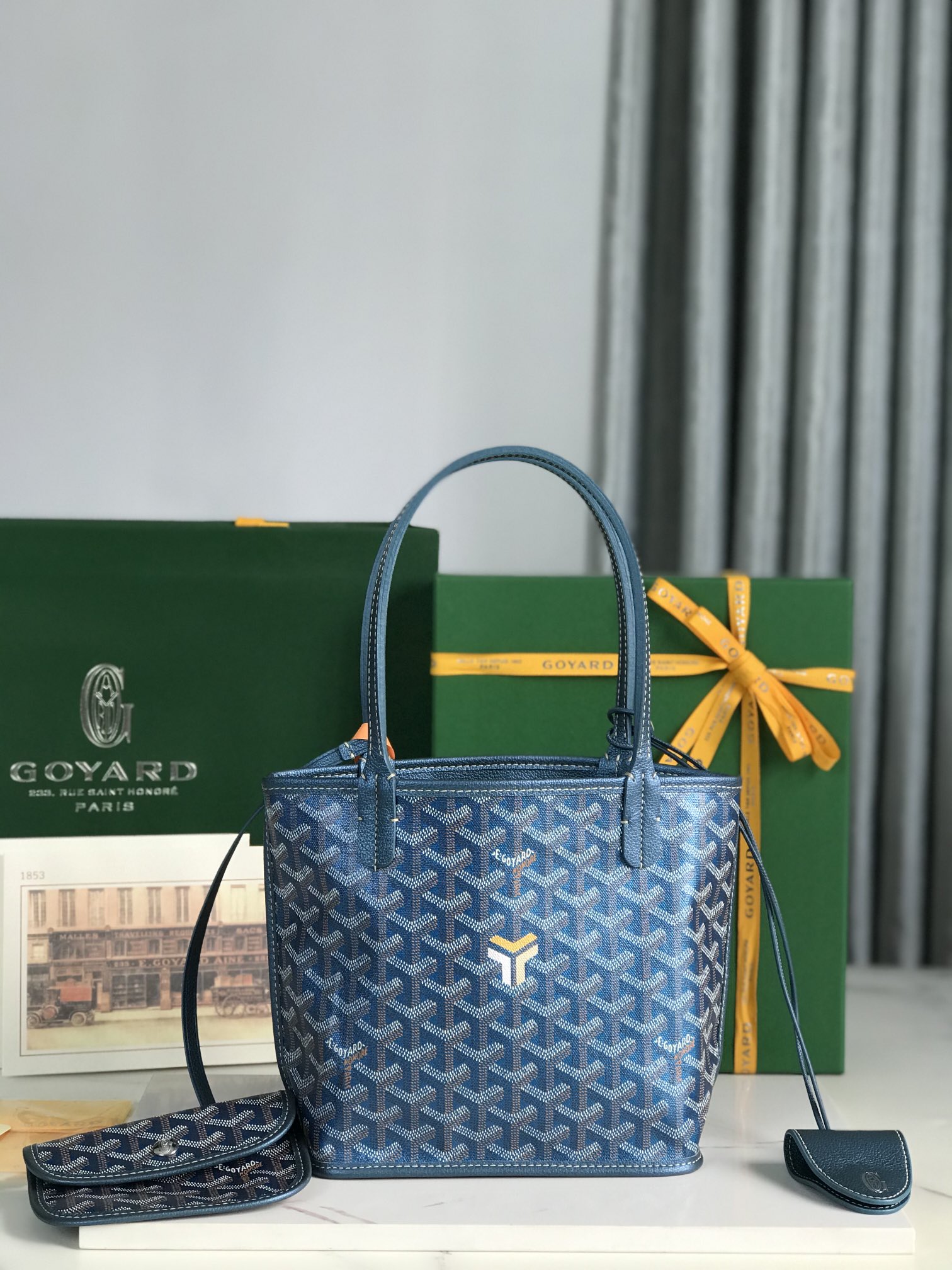 Goyard Anjou Mini Tote Bag Blue