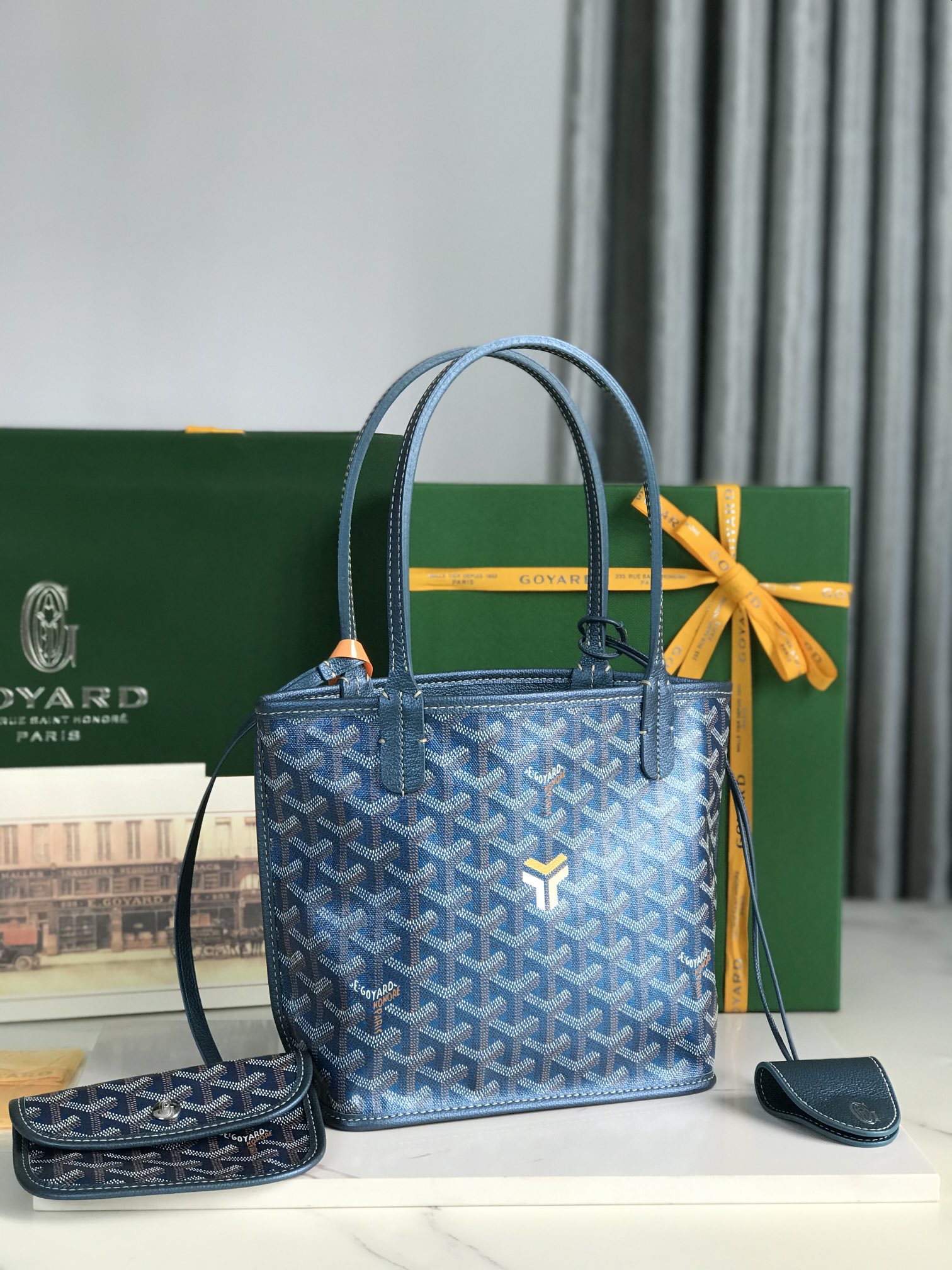 Goyard Anjou Mini Tote Bag Blue