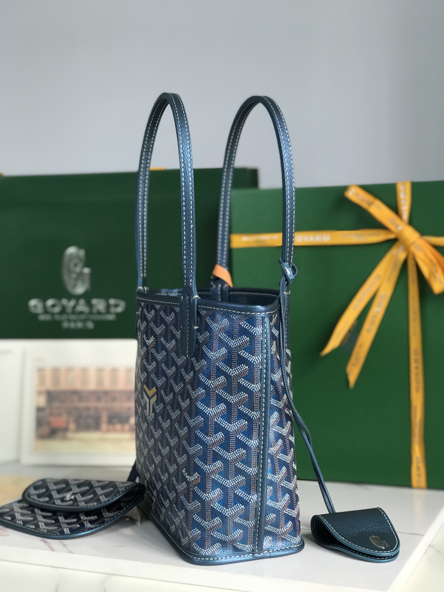 Goyard Anjou Mini Tote Bag Blue