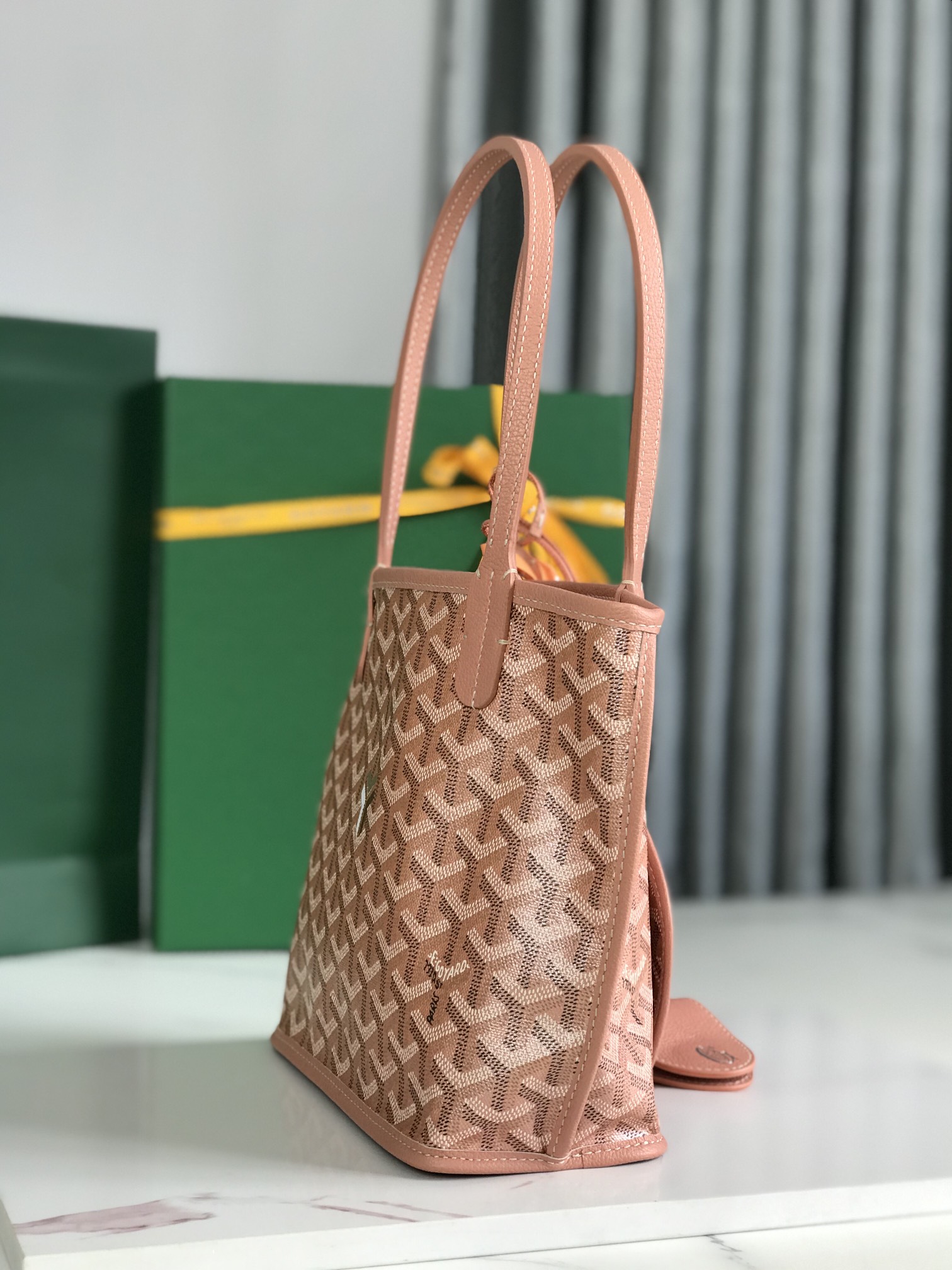 Goyard Anjou Mini Tote Bag Pearlescent Powder