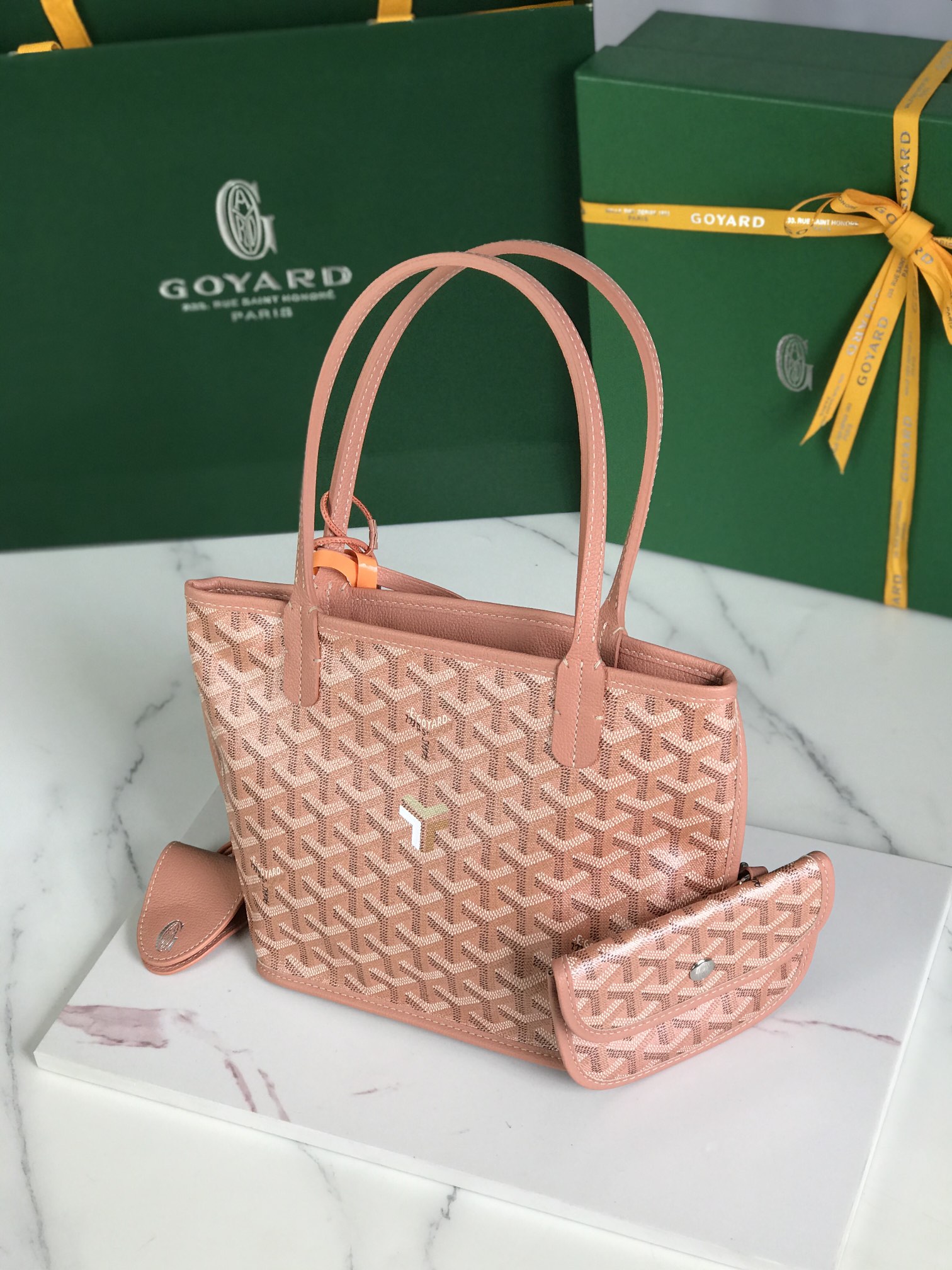 Goyard Anjou Mini Tote Bag Pearlescent Powder