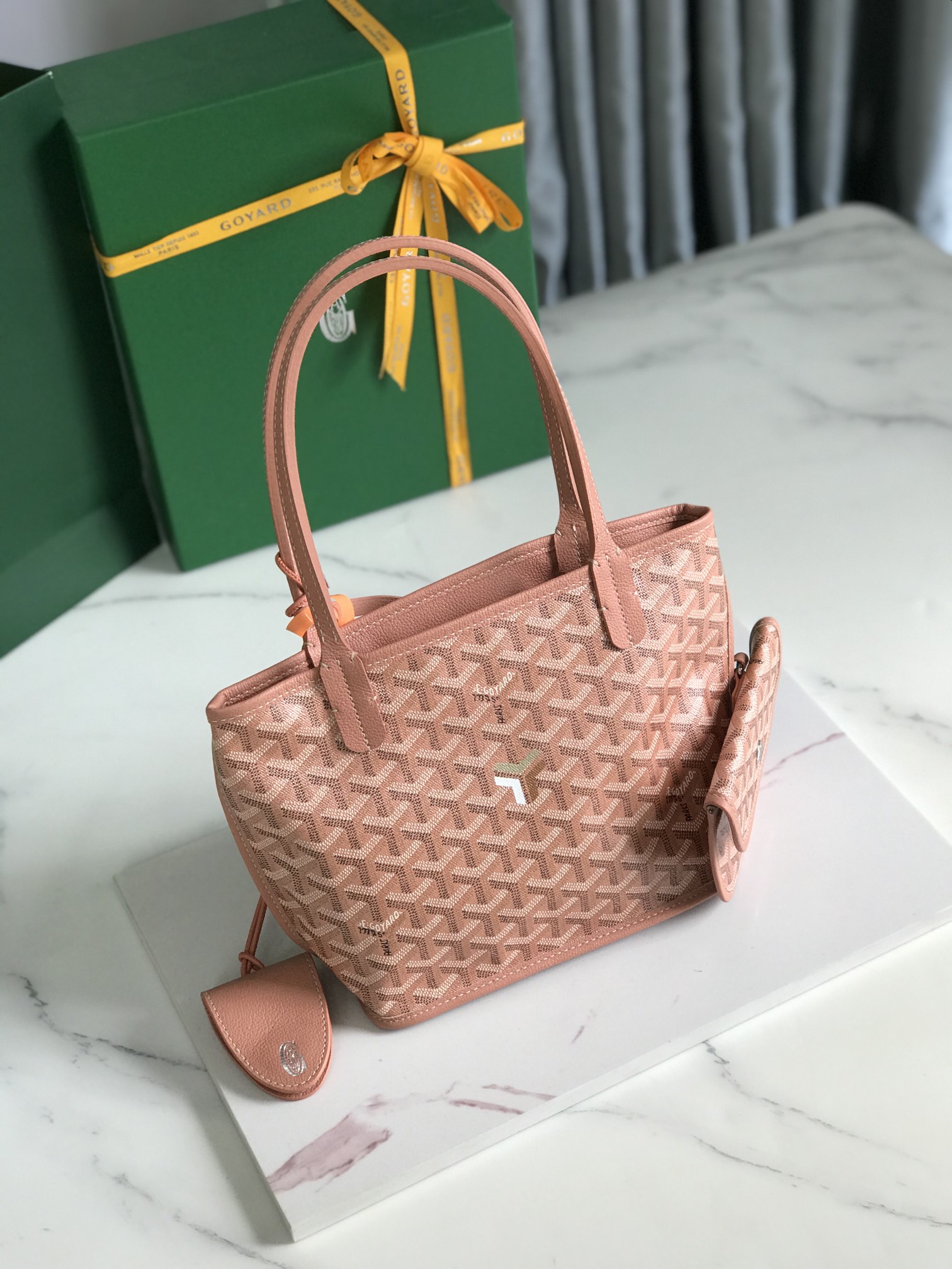 Goyard Anjou Mini Tote Bag Pearlescent Powder