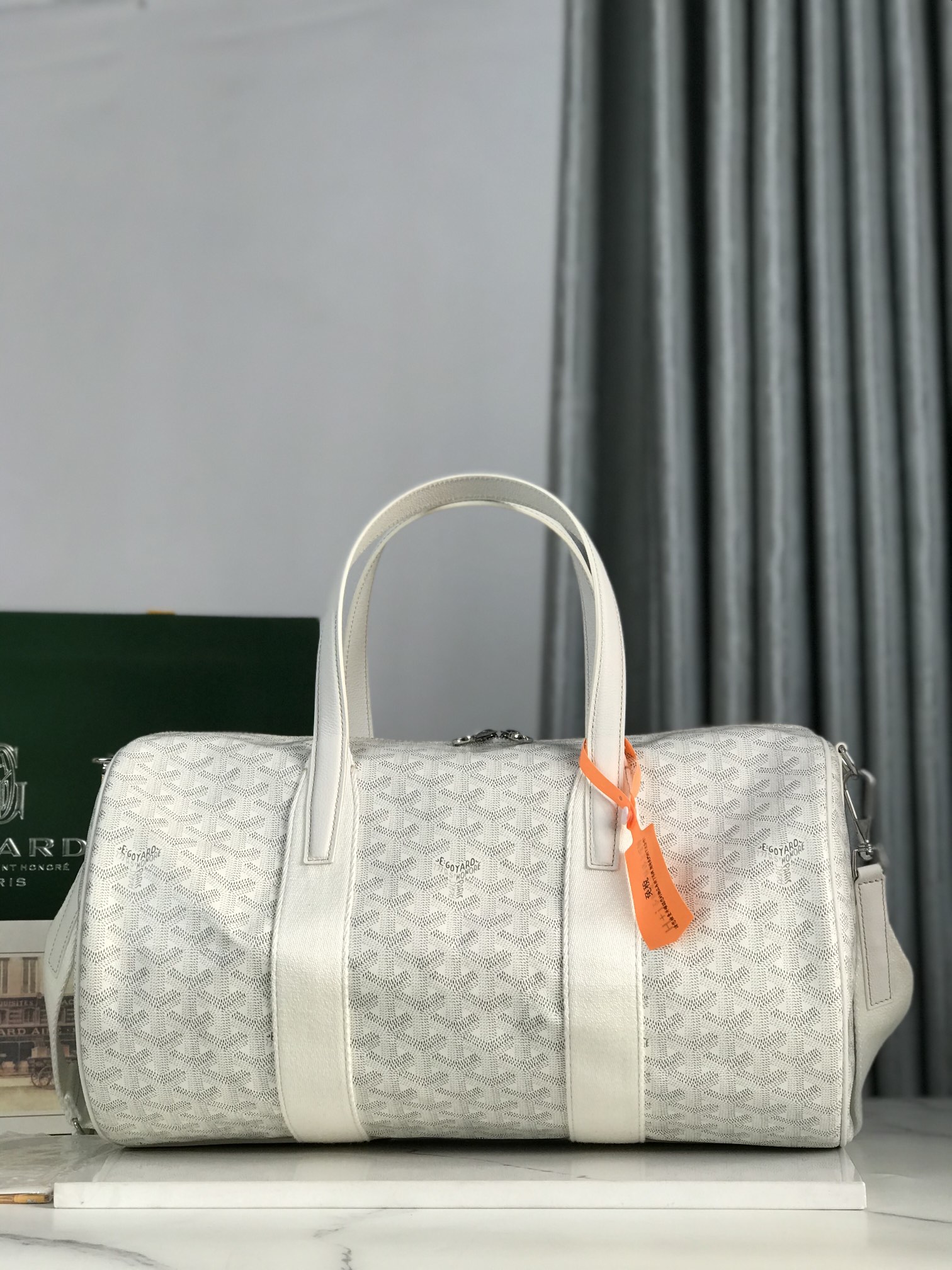 Goyard Barrel 40 Sports Bag Dark White