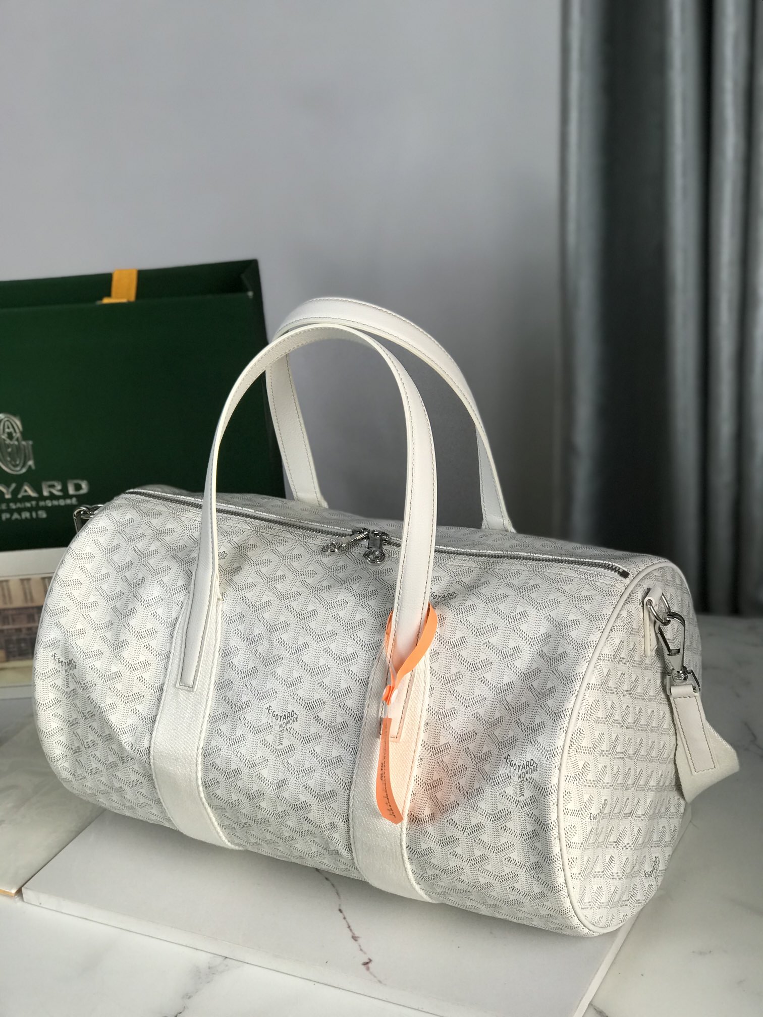 Goyard Barrel 40 Sports Bag Dark White