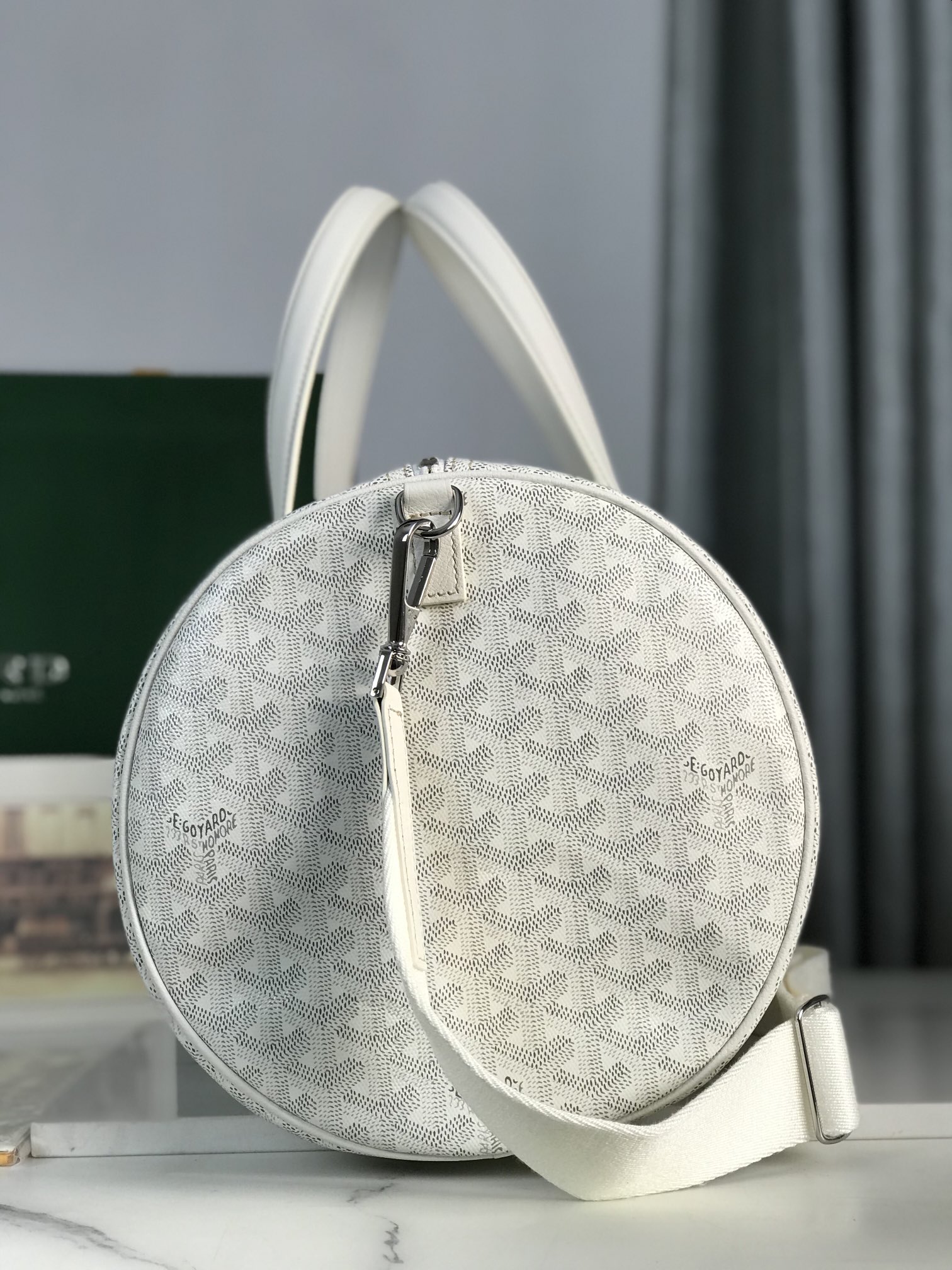 Goyard Barrel 40 Sports Bag Dark White