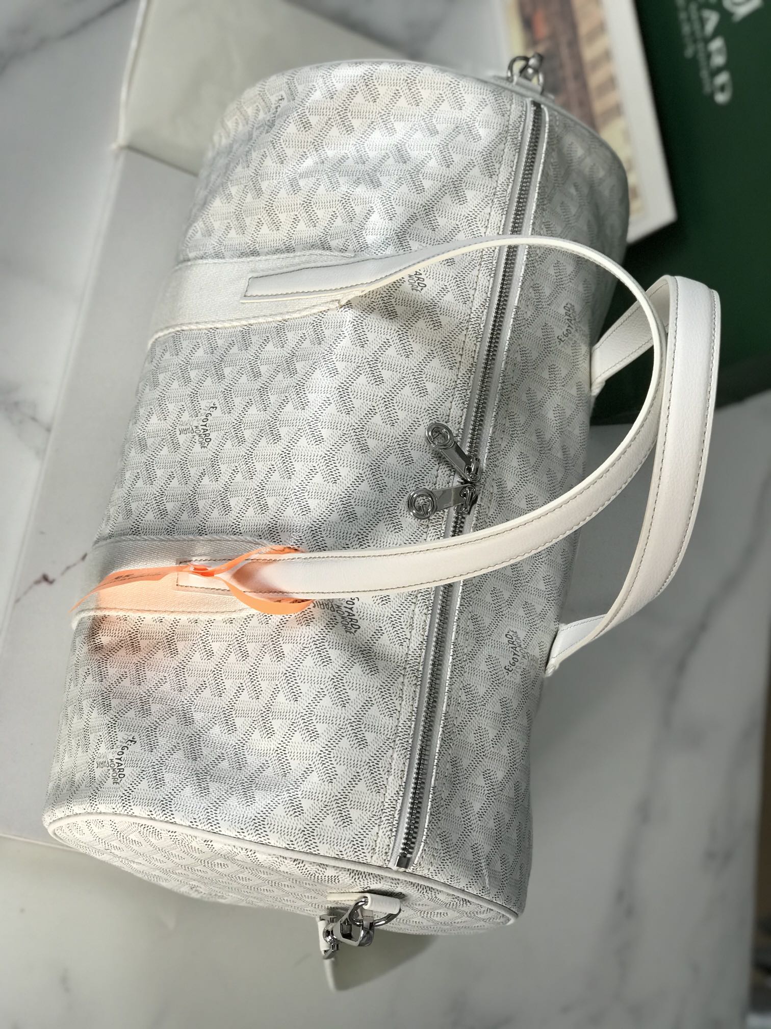 Goyard Barrel 40 Sports Bag Dark White