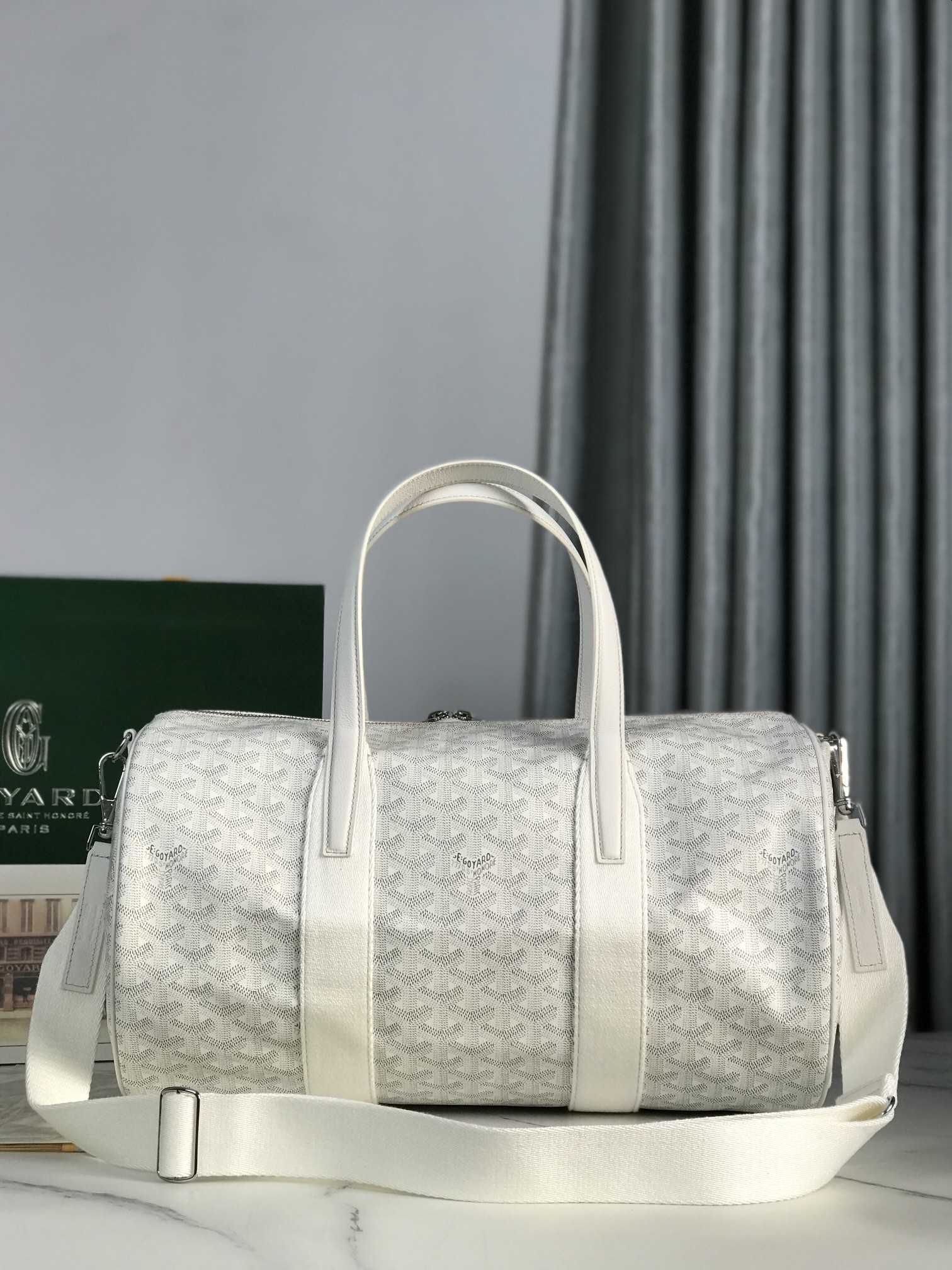 Goyard Barrel 40 Sports Bag Dark White