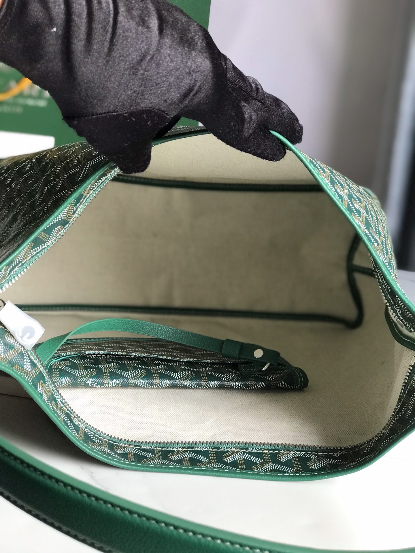 Goyard Boheme Hobo Bag Goyardine Canvas Chevroches Calfskin Green